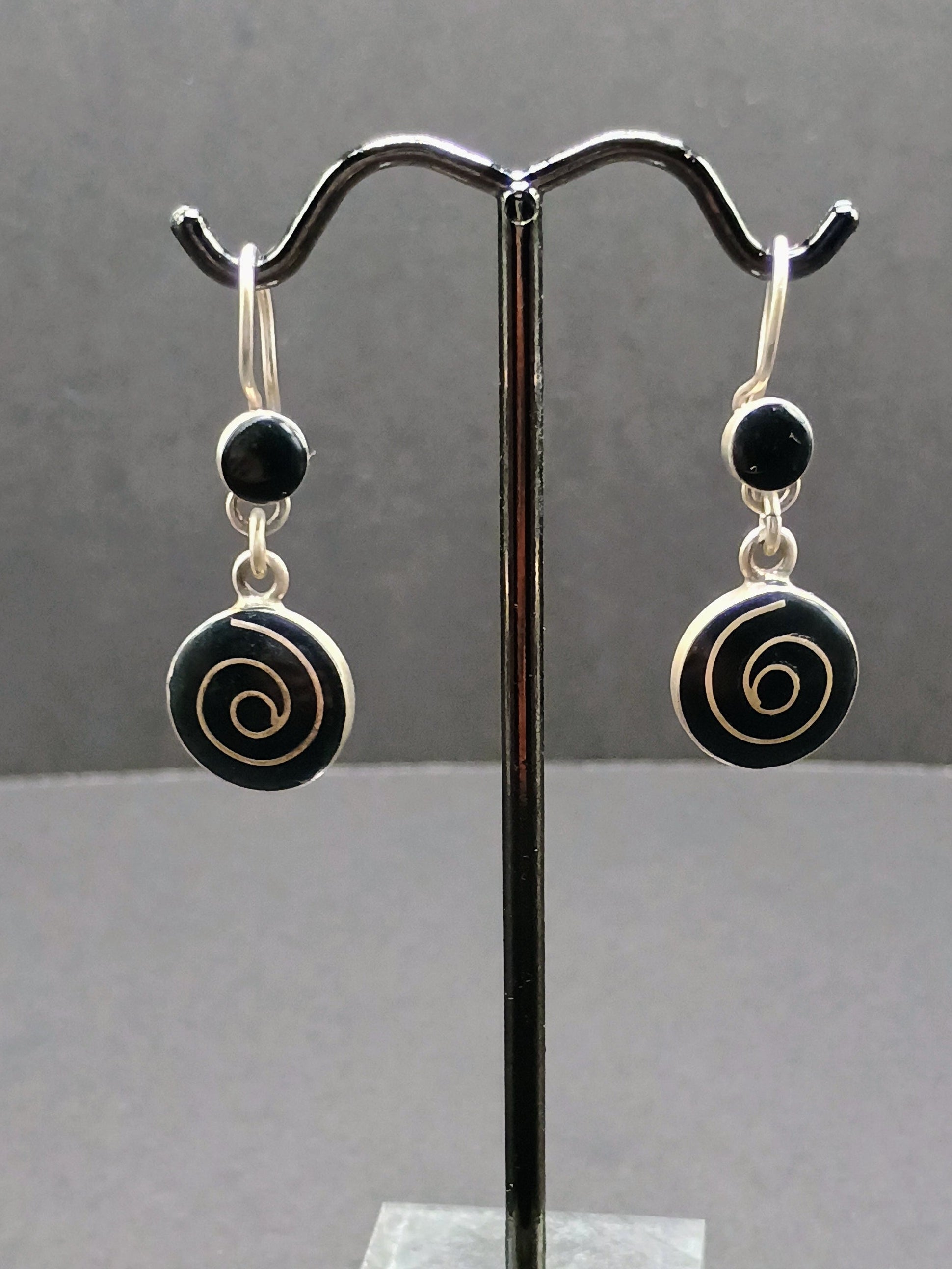 Women's Earrings in 950 Sterling Silver with Inlaid Stone, Inspired by the Inca Pachamama
