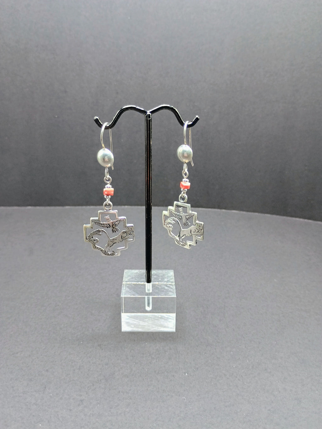 Handmade 950 Sterling Silver Earrings Andean Trilogy Chakana