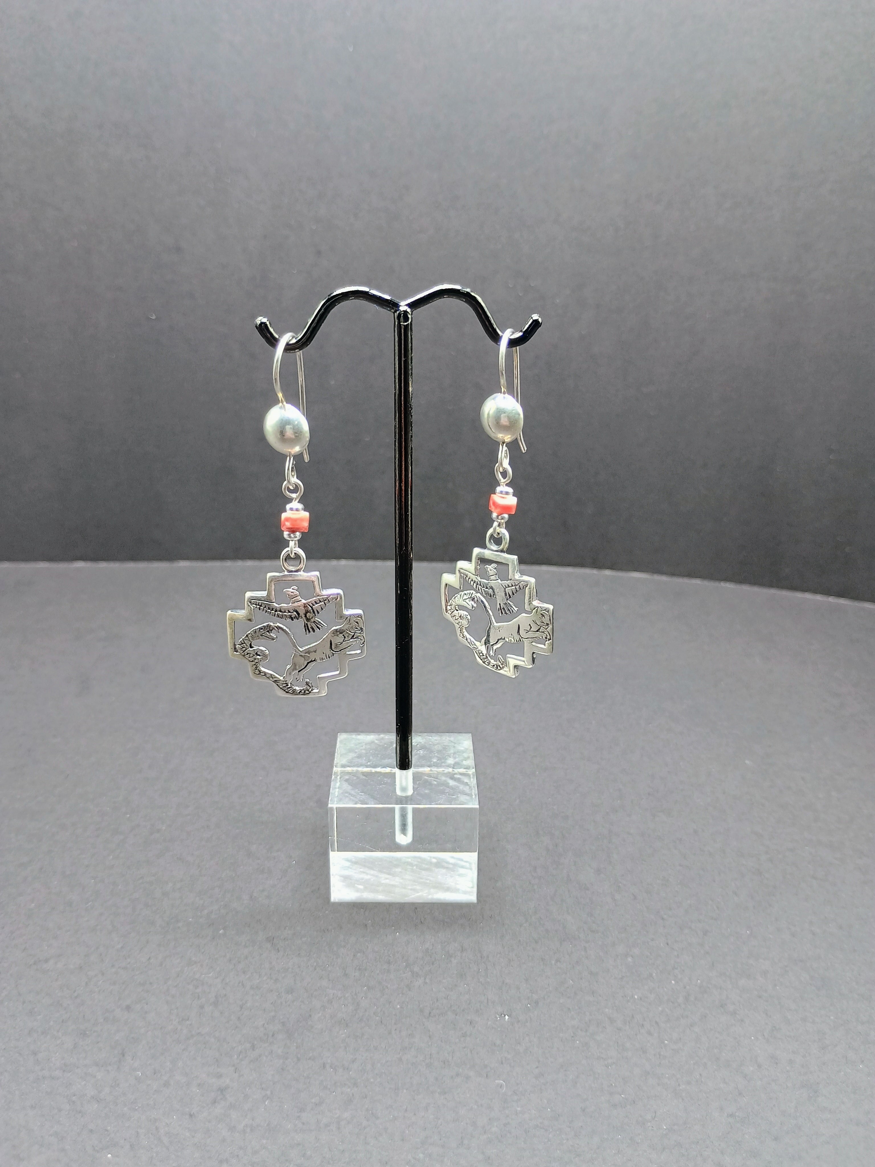 Handmade 950 Sterling Silver Earrings Andean Trilogy Chakana