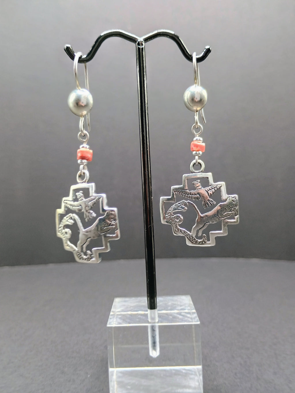Handmade 950 Sterling Silver Earrings Andean Trilogy Chakana