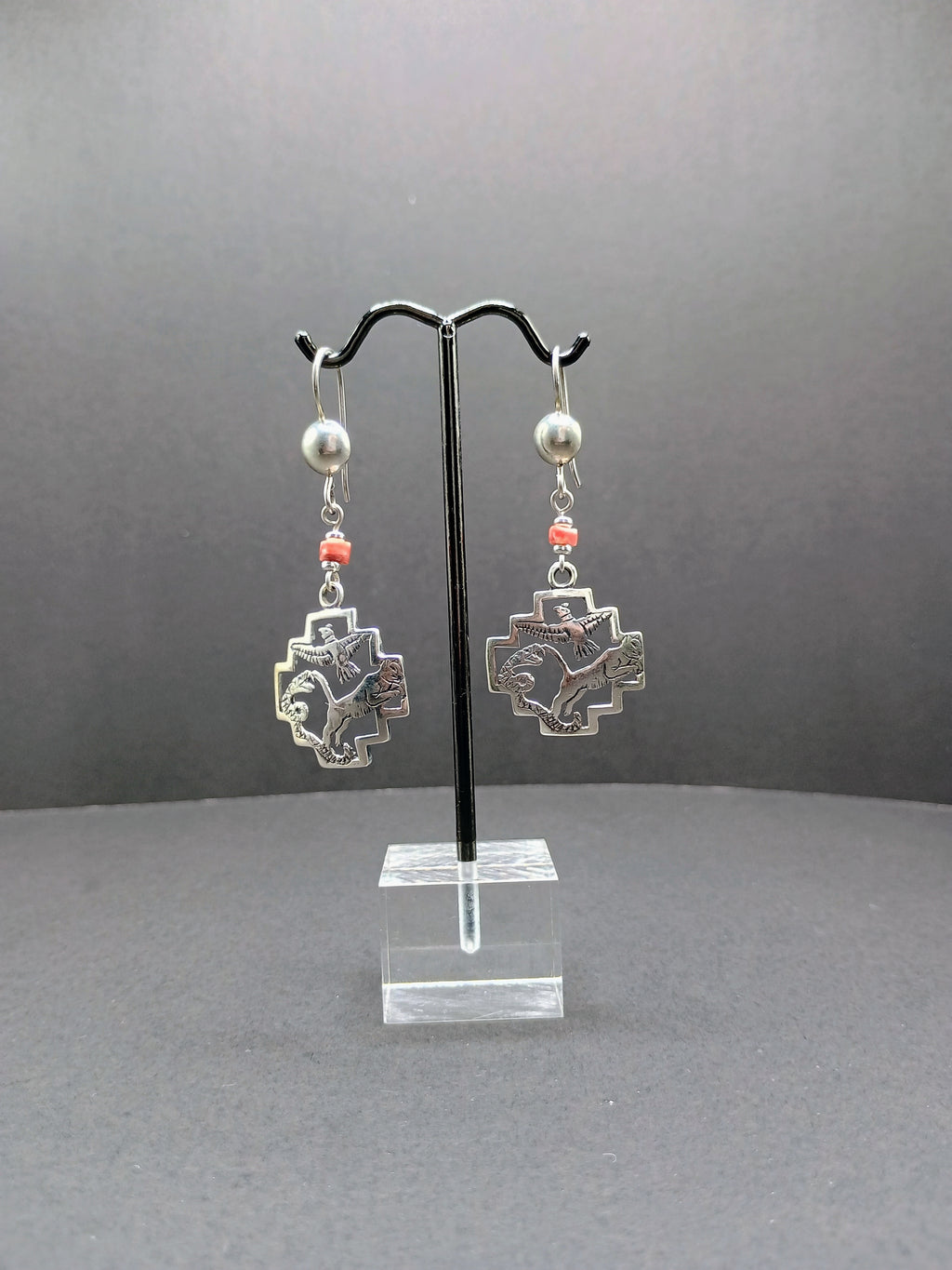 Handmade 950 Sterling Silver Earrings Andean Trilogy Chakana