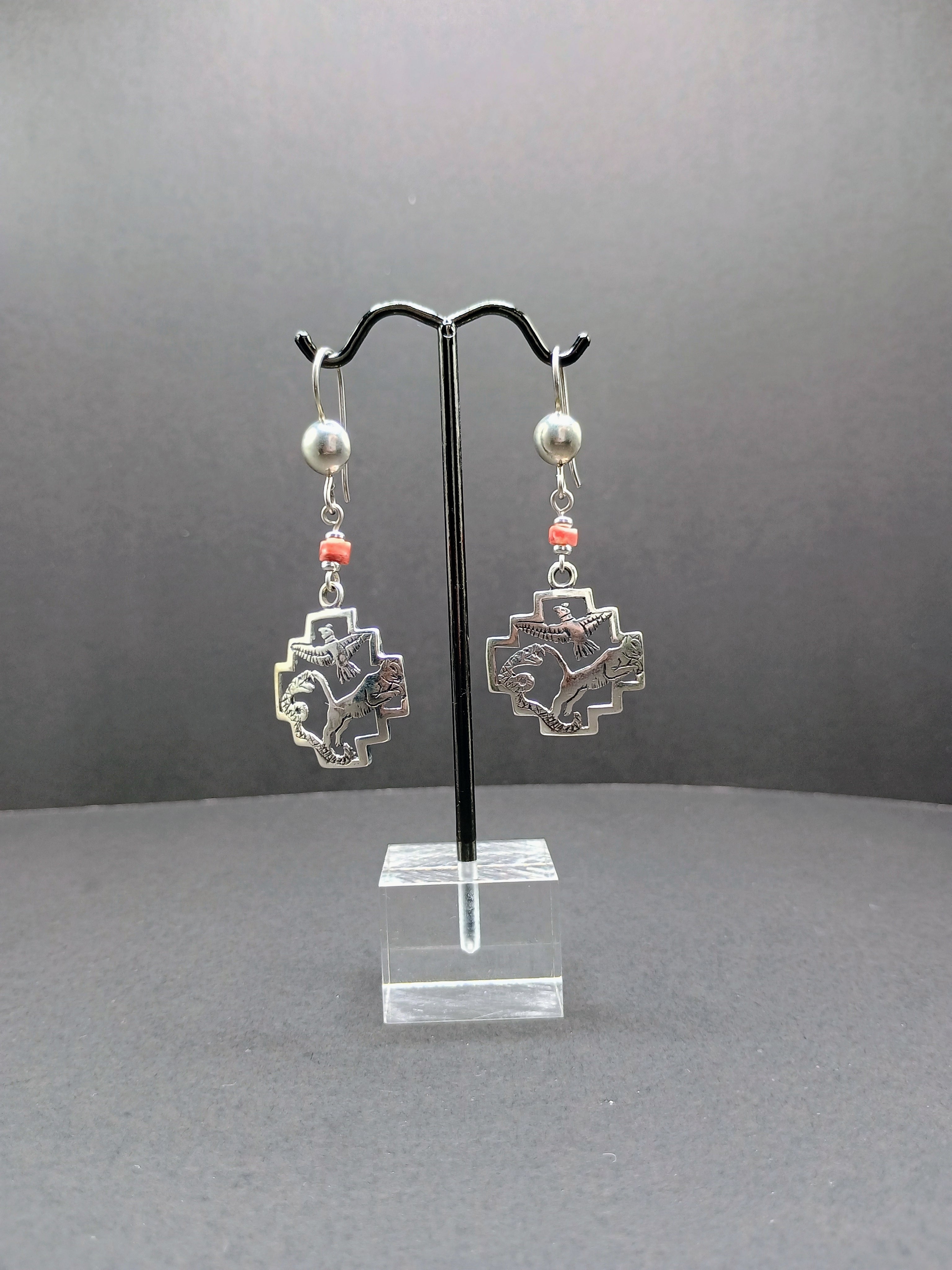 Handmade 950 Sterling Silver Earrings Andean Trilogy Chakana