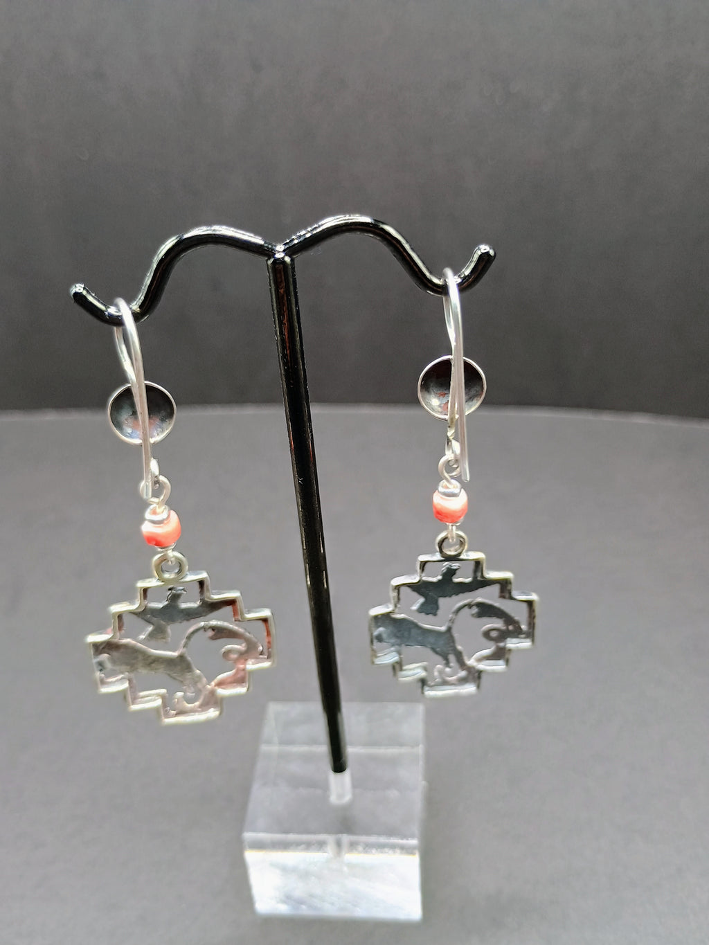 Handmade 950 Sterling Silver Earrings Andean Trilogy Chakana