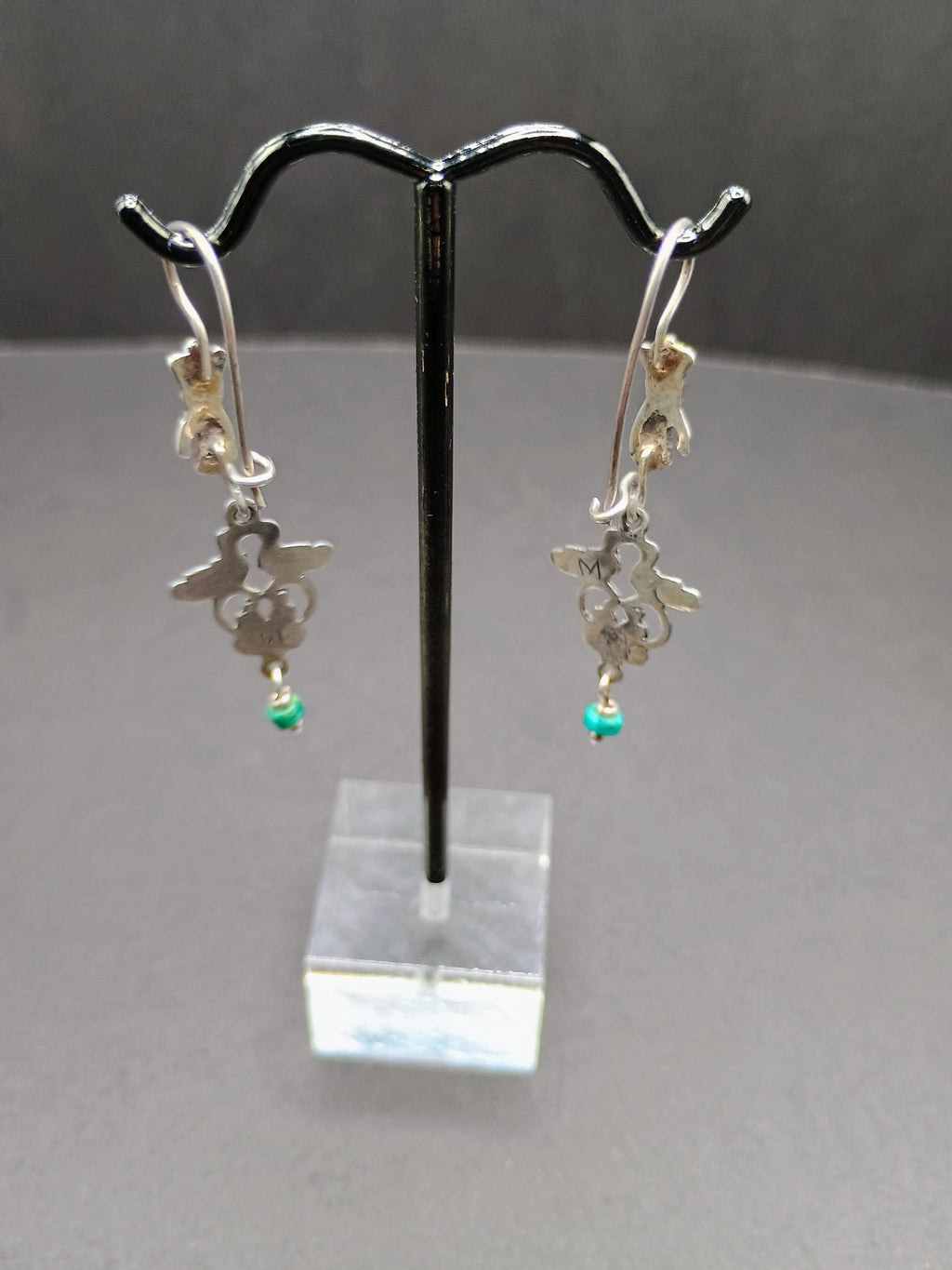 Sterling Silver 950 Earrings for Women, Unique Design, Two Birds, Powerful Hand