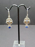 Sterling Silver 950 Earrings, Tumi Design with Inlaid Stones