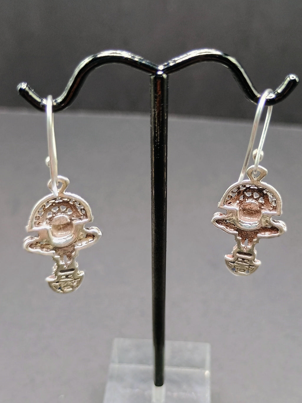 Sterling Silver 950 Earrings, Tumi Design with Inlaid Stones
