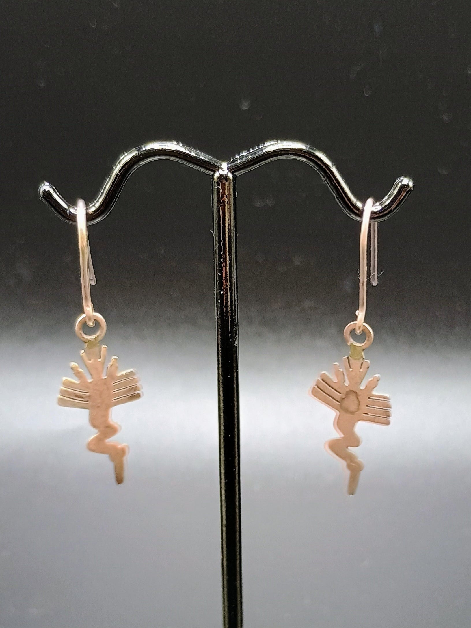 Sterling Silver 950 Earrings, Hummingbird Design with Nazca Lines