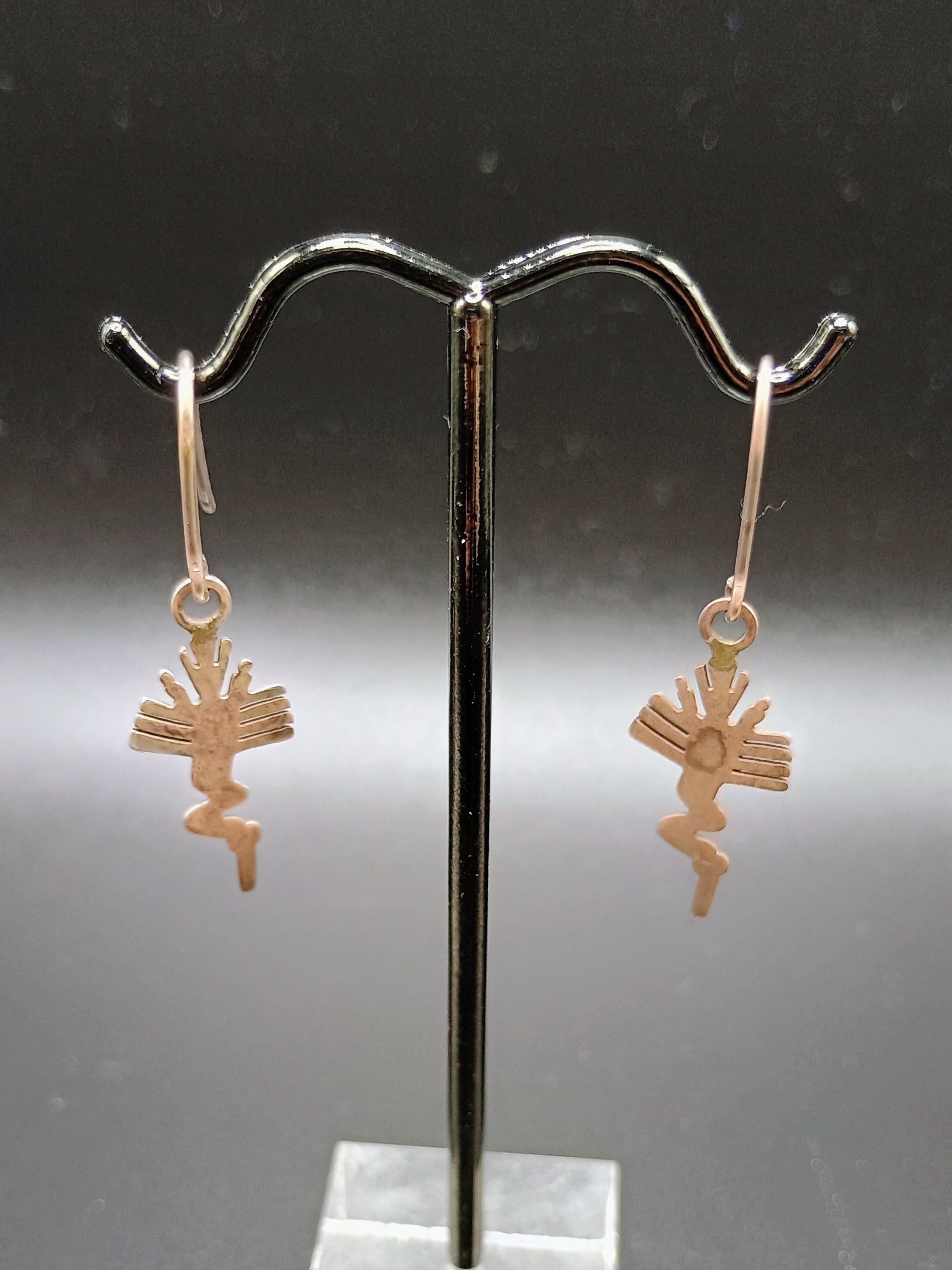 Sterling Silver 950 Earrings, Hummingbird Design with Nazca Lines