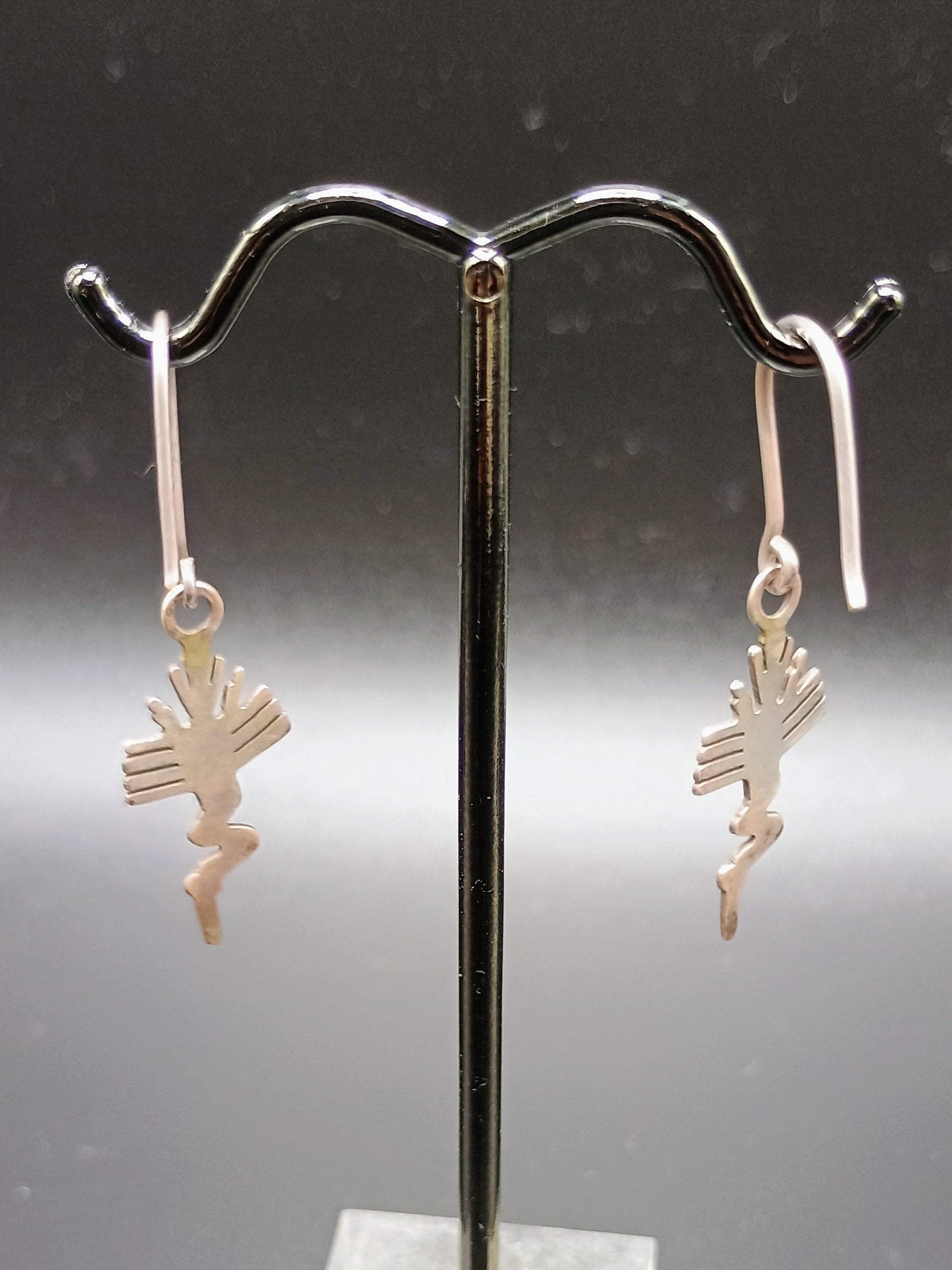 Sterling Silver 950 Earrings, Hummingbird Design with Nazca Lines