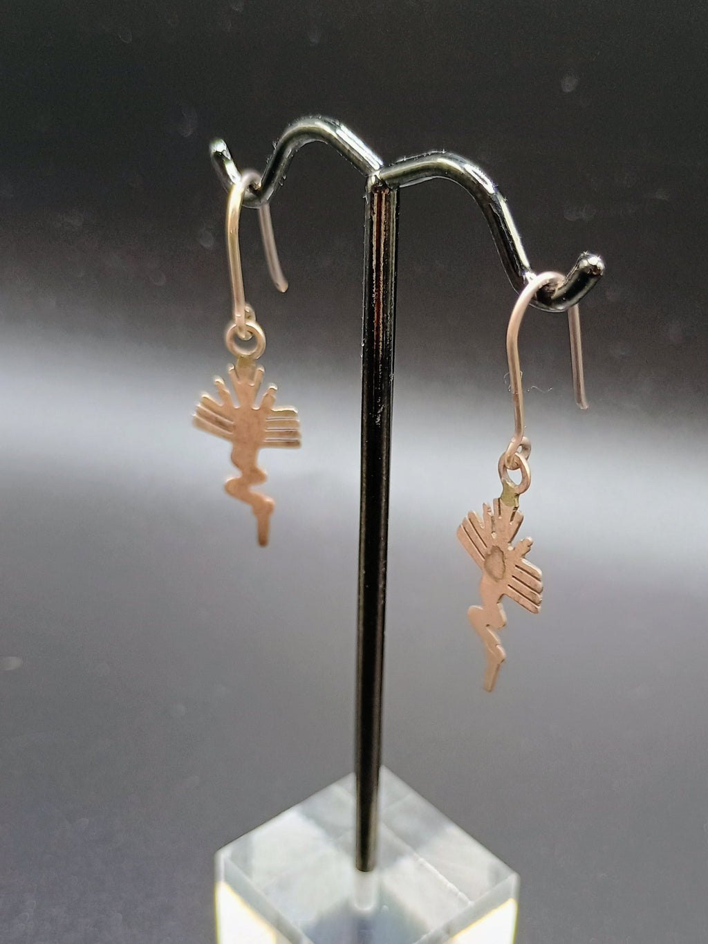 Sterling Silver 950 Earrings, Hummingbird Design with Nazca Lines