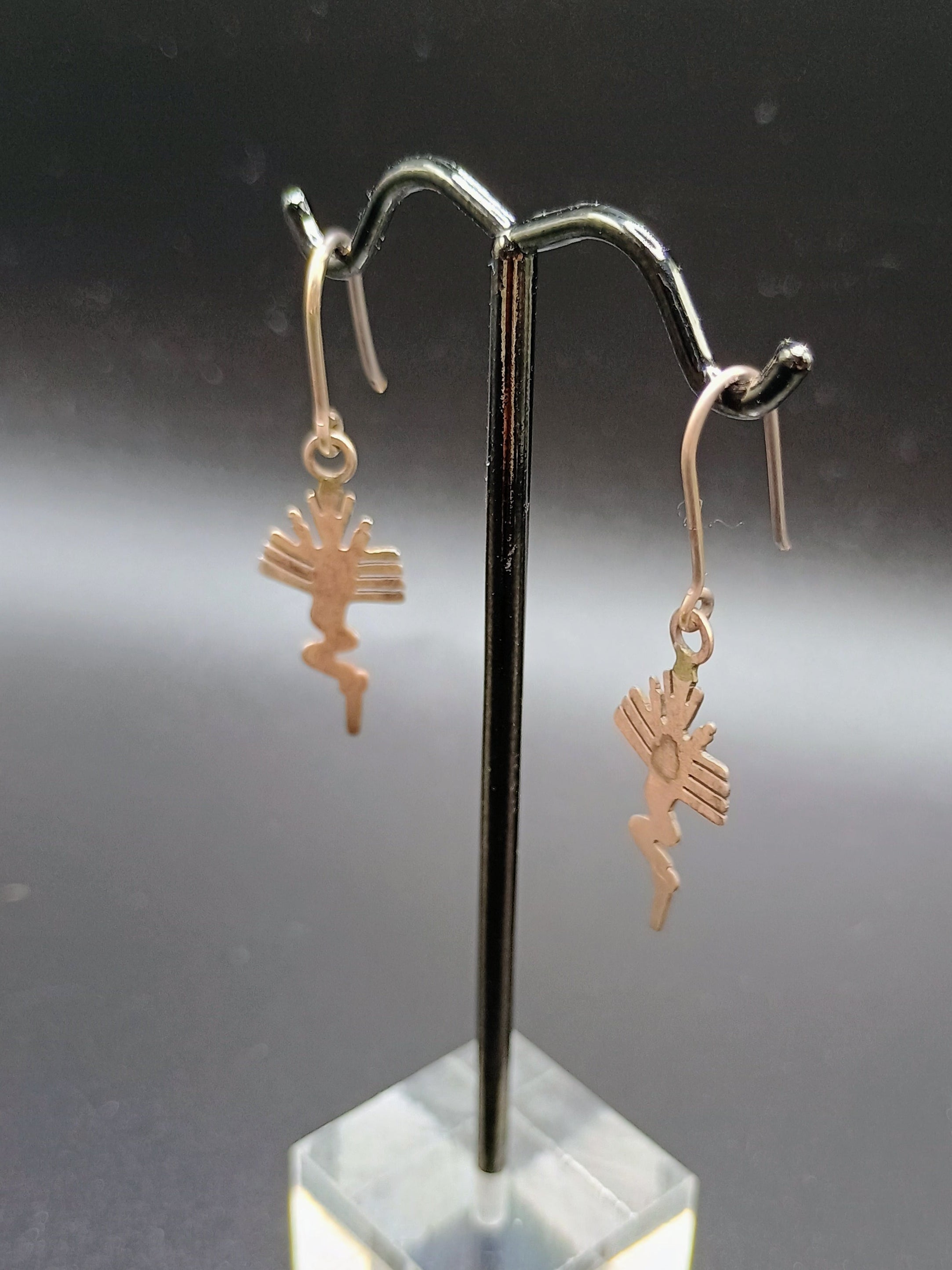 Sterling Silver 950 Earrings, Hummingbird Design with Nazca Lines