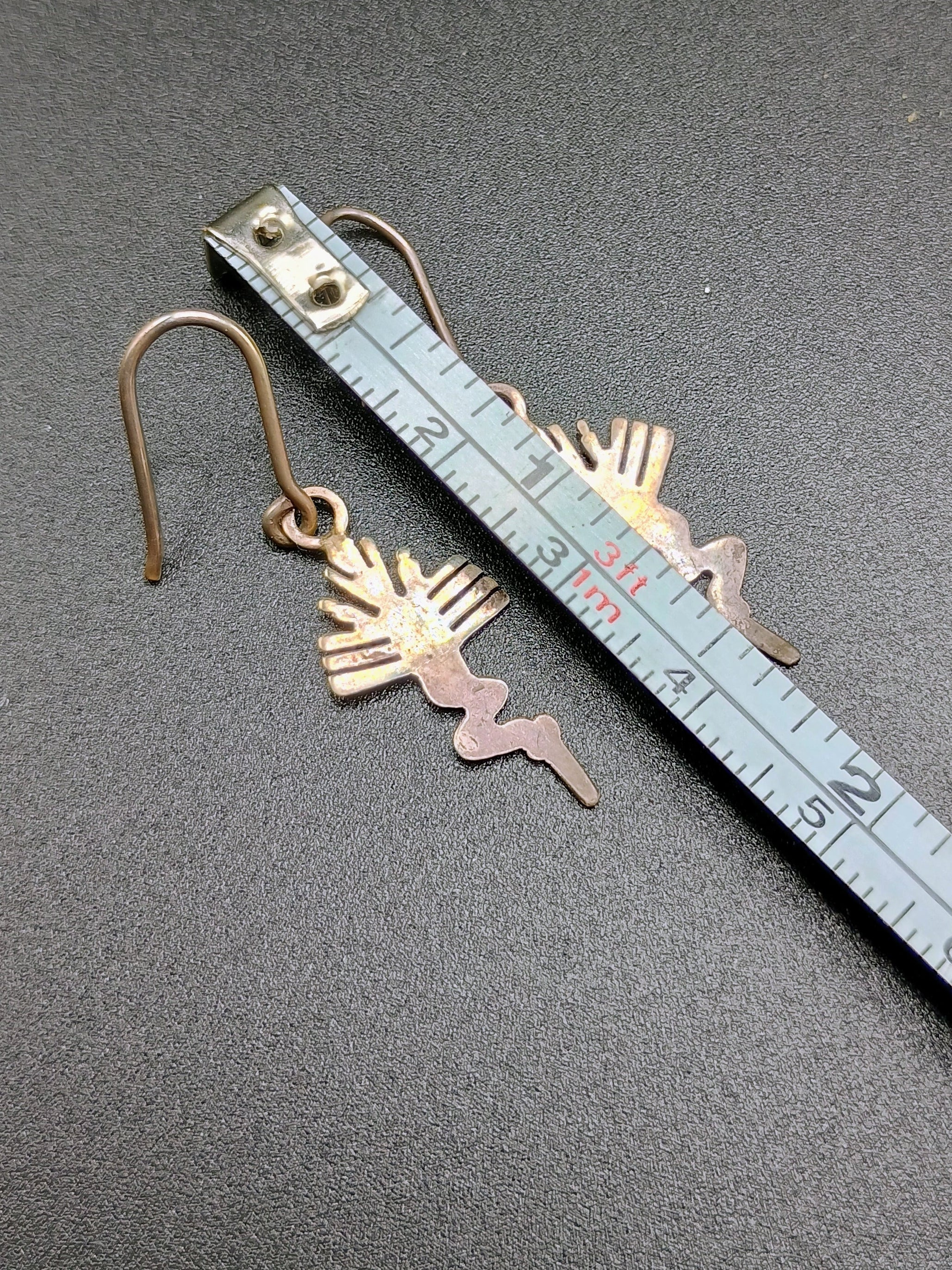 Sterling Silver 950 Earrings, Hummingbird Design with Nazca Lines