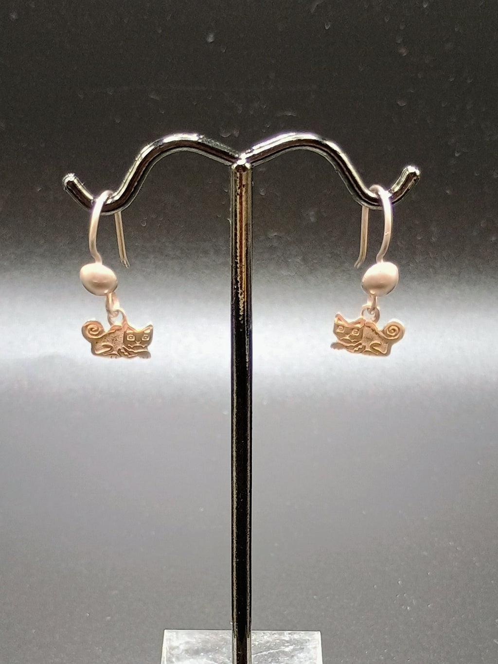 Women's Earrings in 950 Sterling Silver with Cat Design