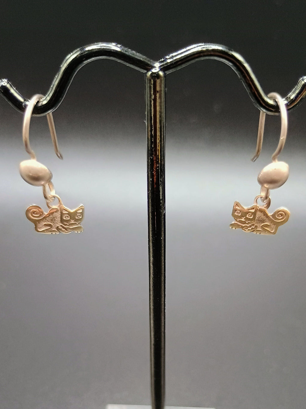 Women's Earrings in 950 Sterling Silver with Cat Design