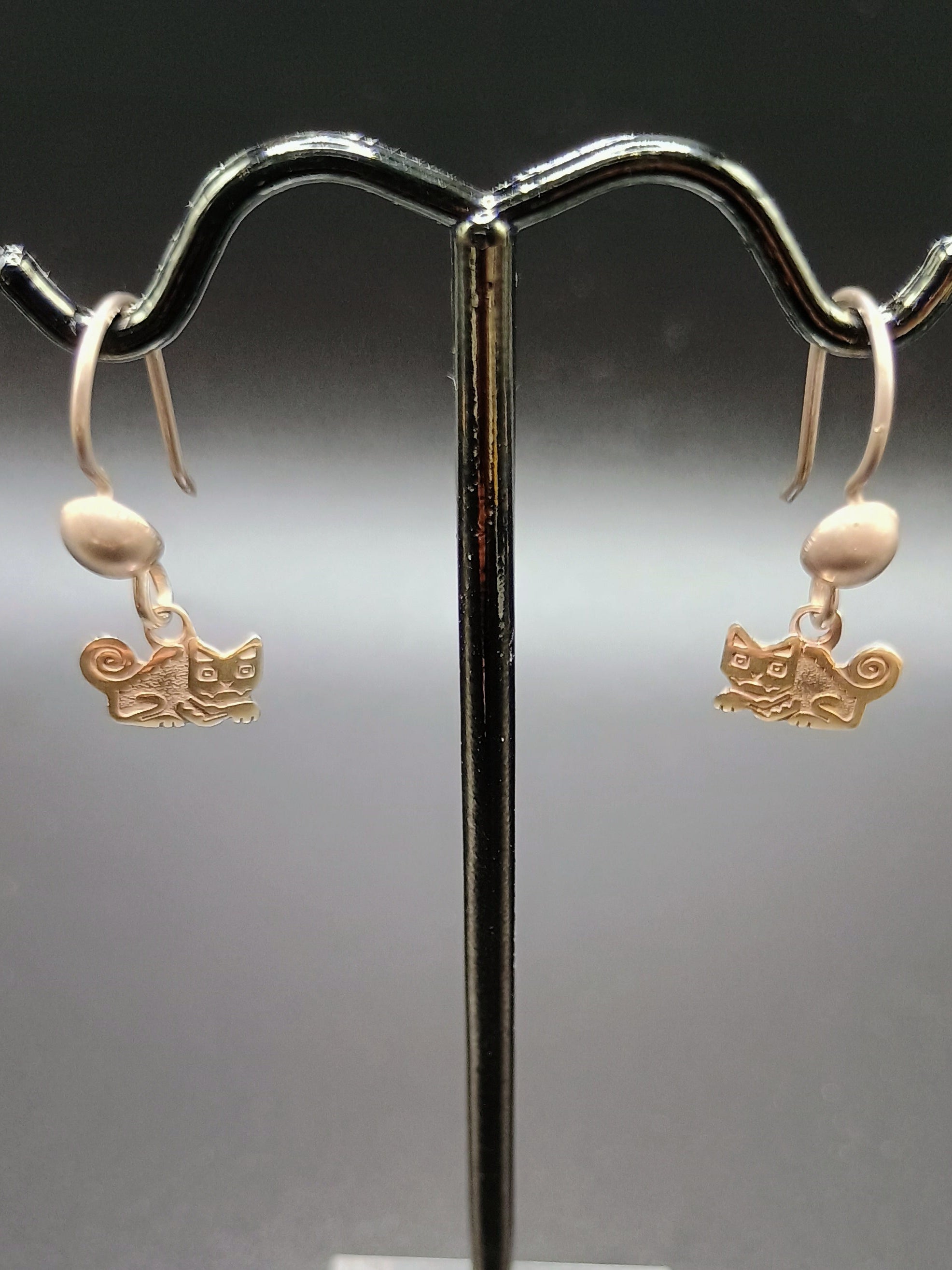 Women's Earrings in 950 Sterling Silver with Cat Design