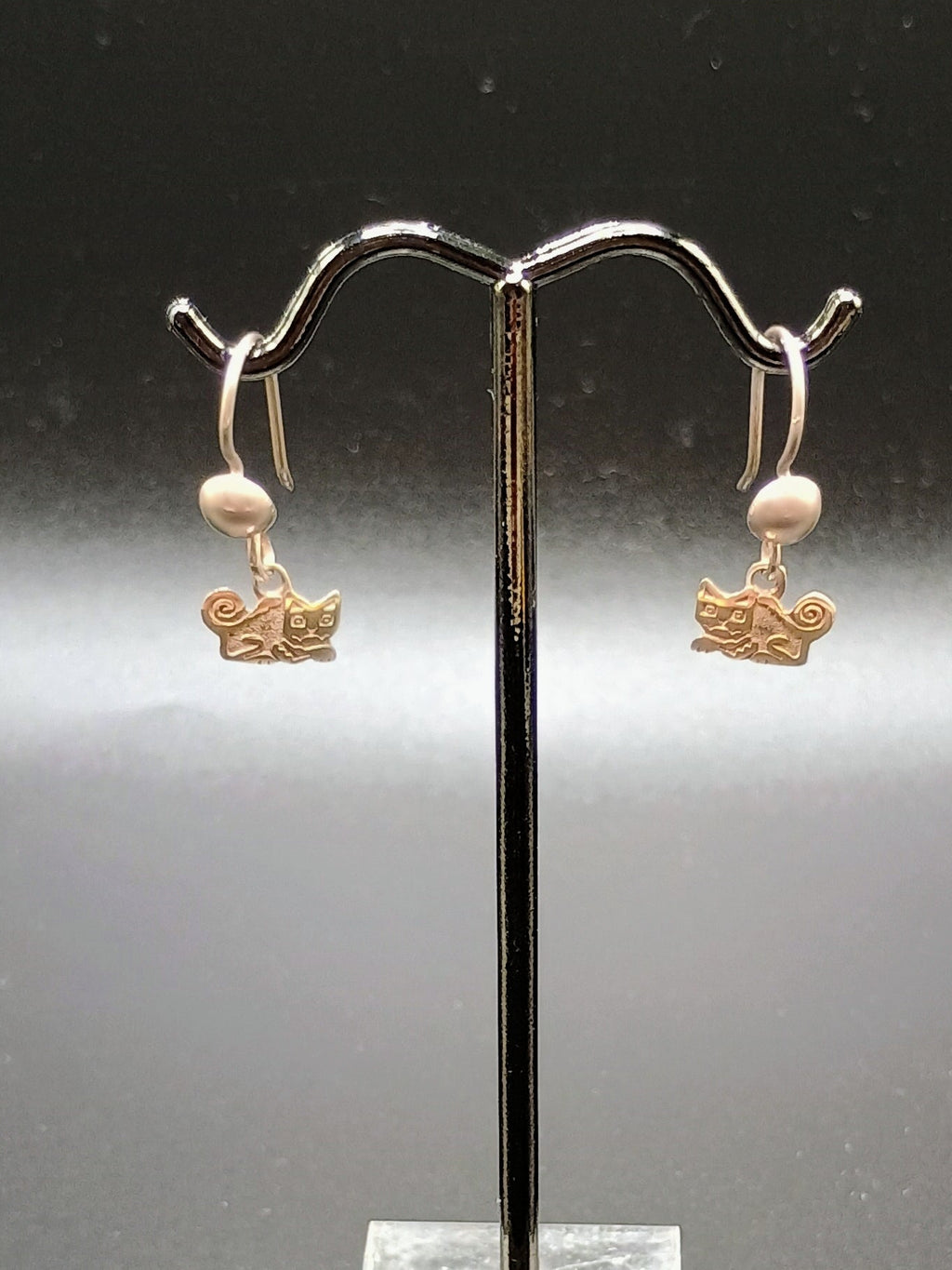 Women's Earrings in 950 Sterling Silver with Cat Design