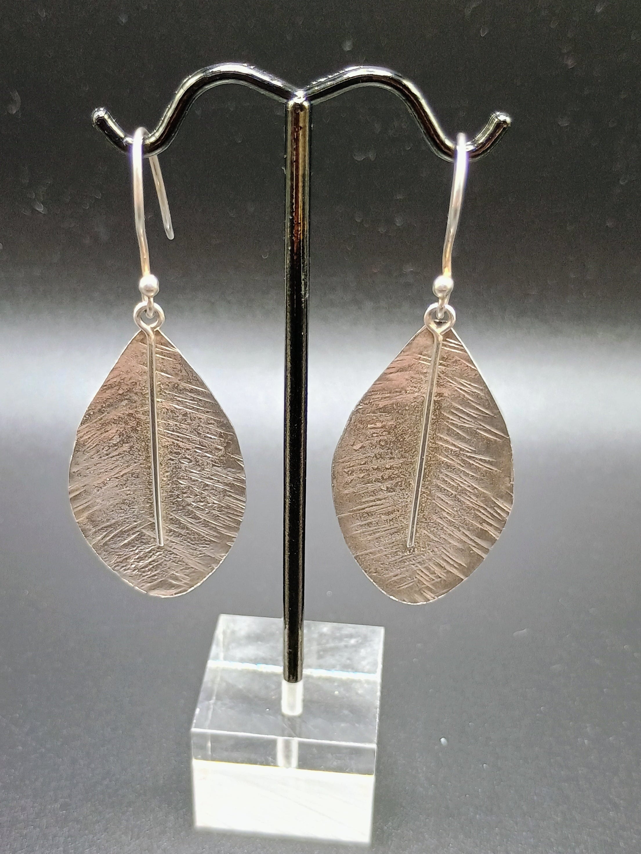 Sterling Silver 950 Coca Leaf Drop Earrings Spiritual Amulet