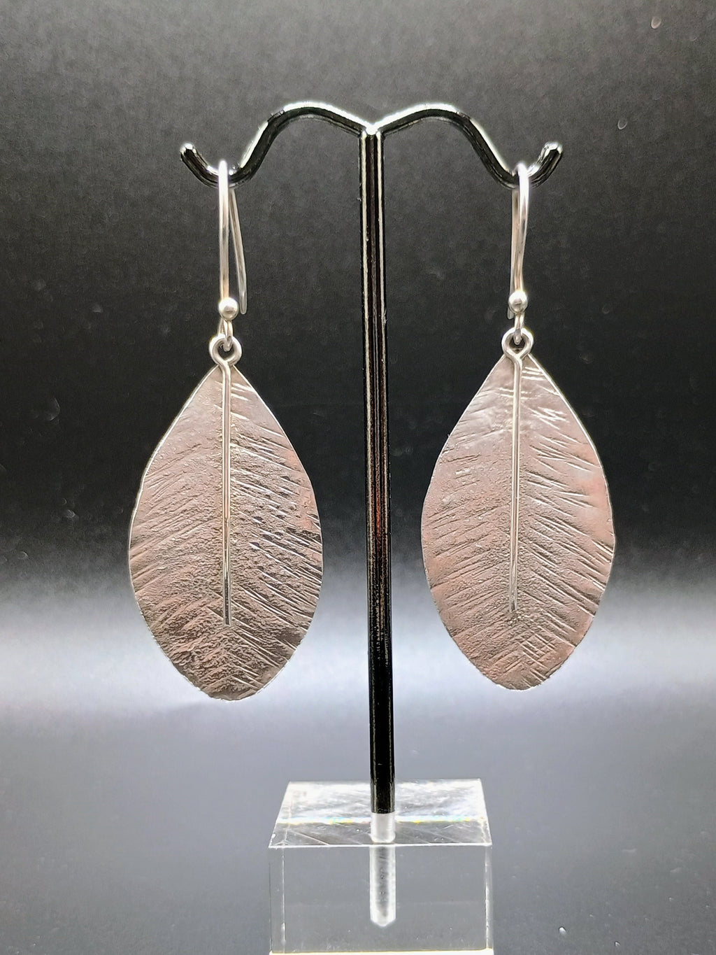 Sterling Silver 950 Coca Leaf Drop Earrings Spiritual Amulet