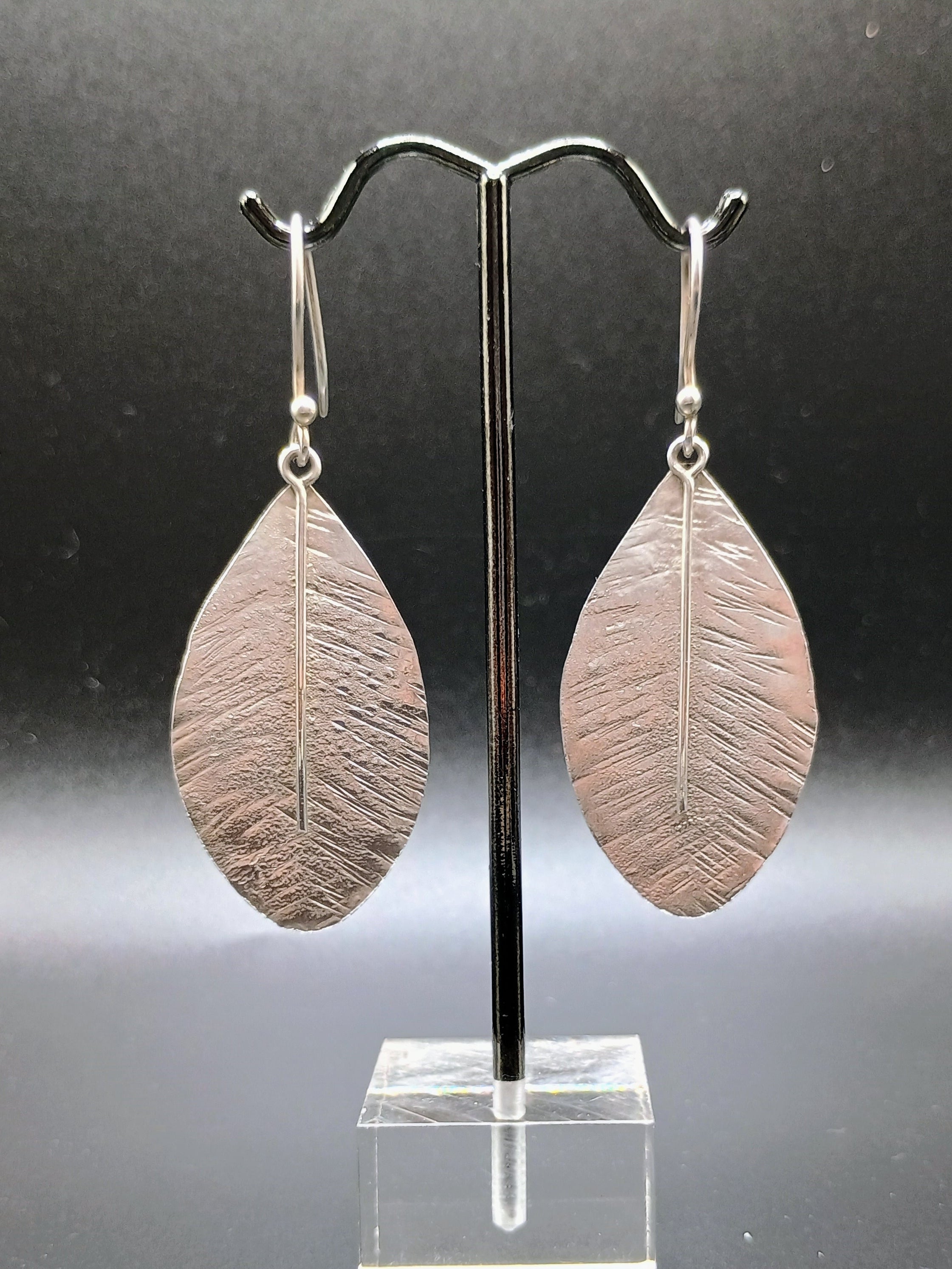 Sterling Silver 950 Coca Leaf Drop Earrings Spiritual Amulet