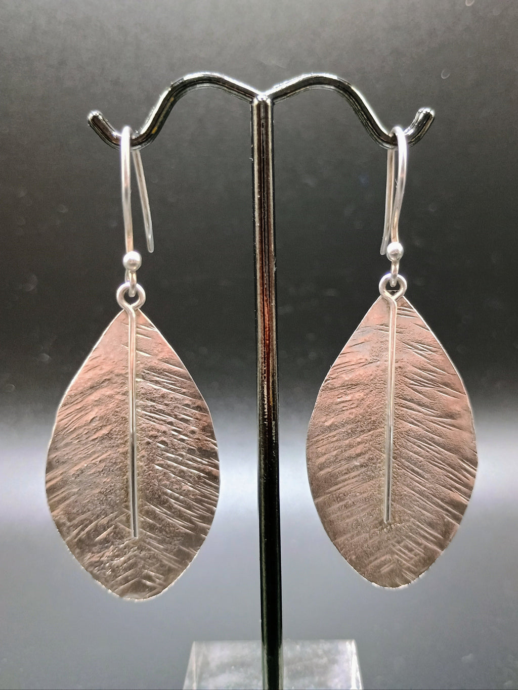 Sterling Silver 950 Coca Leaf Drop Earrings Spiritual Amulet
