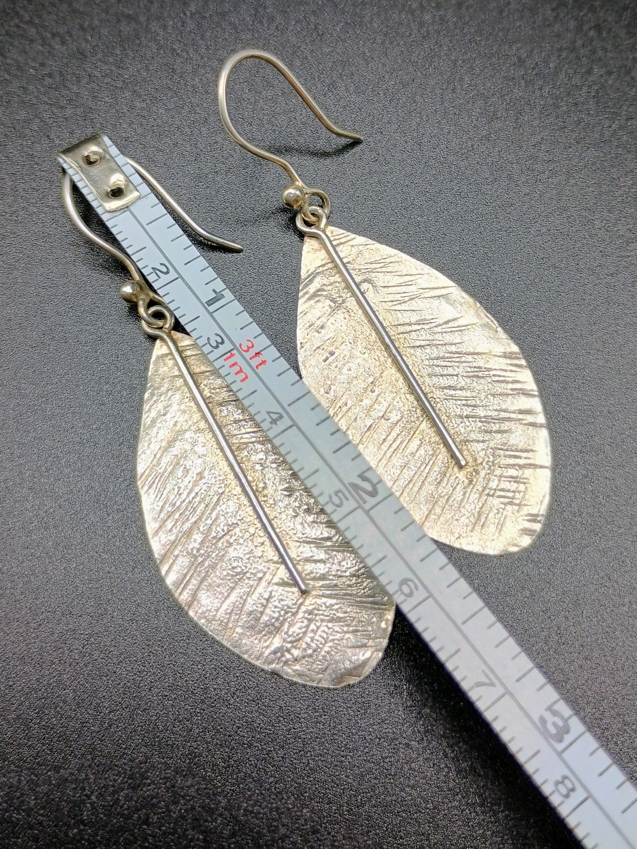 Sterling Silver 950 Coca Leaf Drop Earrings Spiritual Amulet