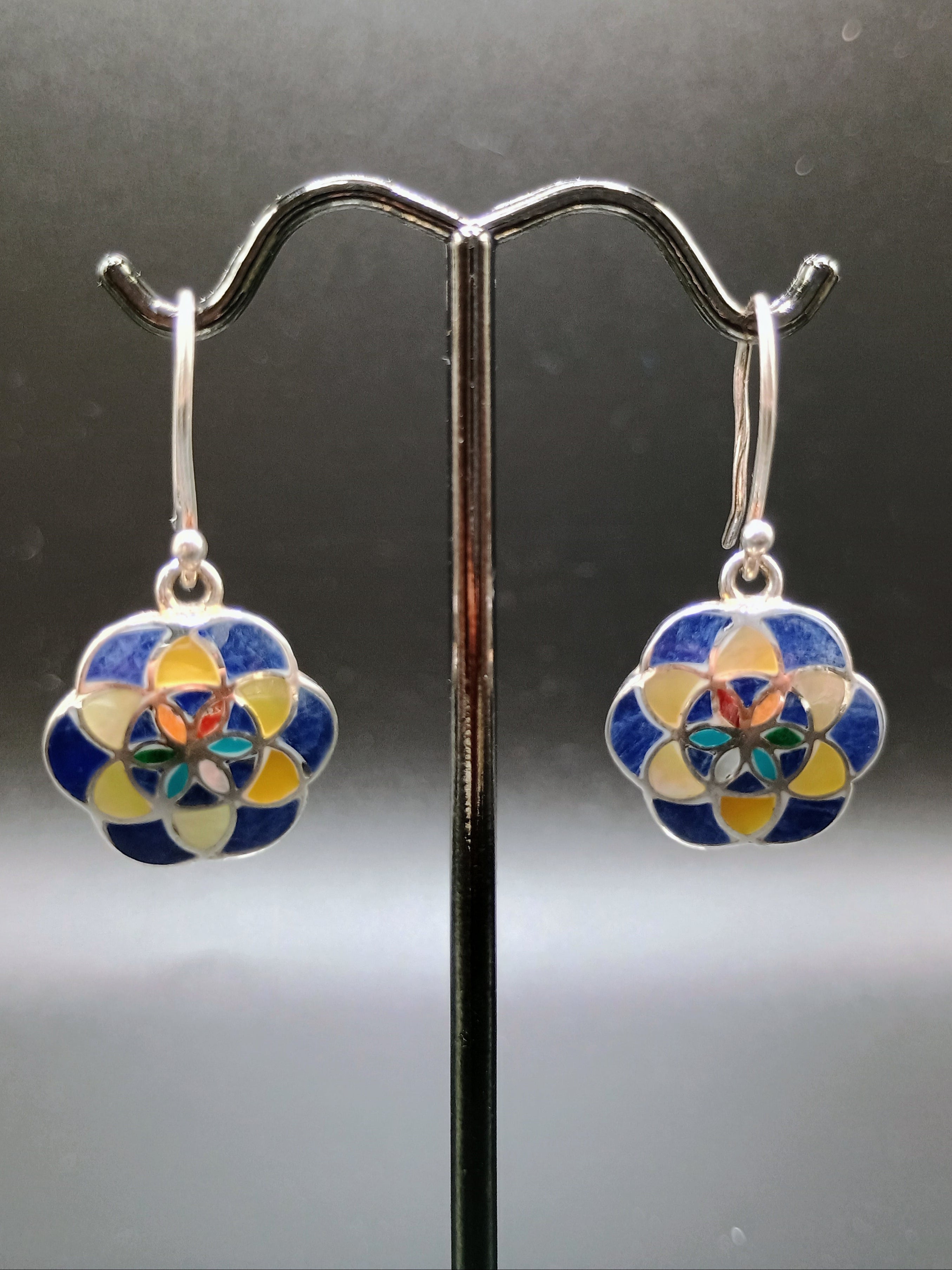 Sterling Silver 950 Coca Leaf Drop Earrings Spiritual Amulet