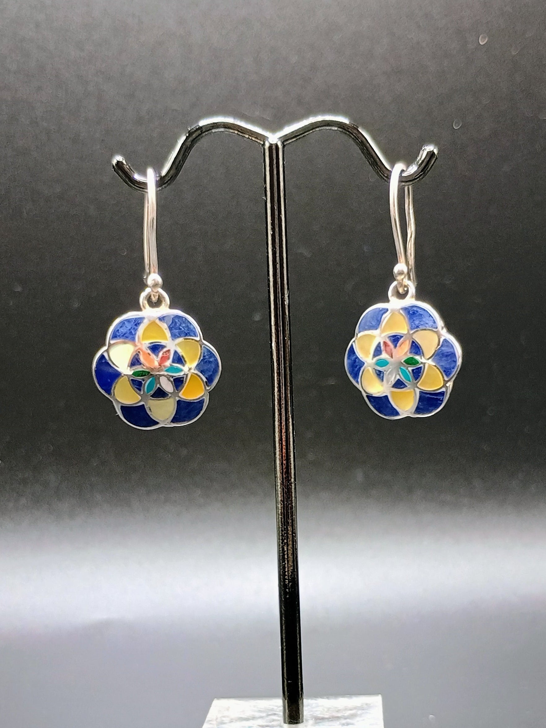 Sterling Silver 950 Coca Leaf Drop Earrings Spiritual Amulet