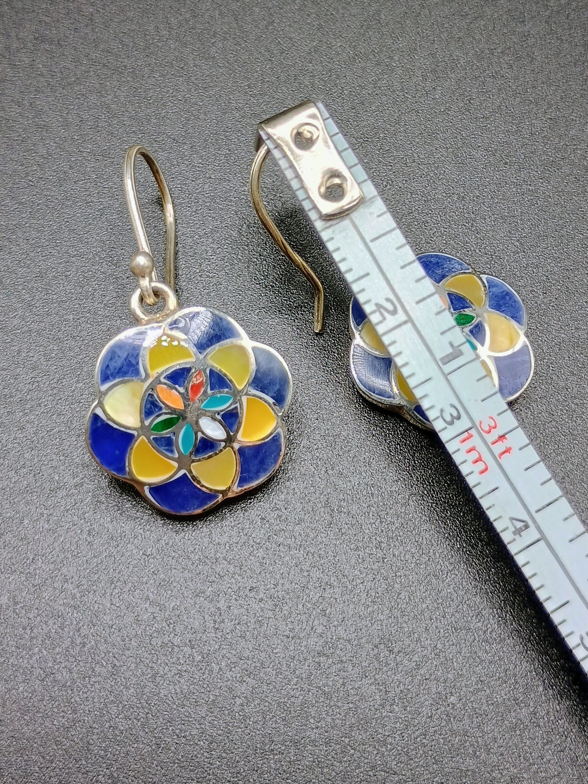 Sterling Silver 950 Coca Leaf Drop Earrings Spiritual Amulet