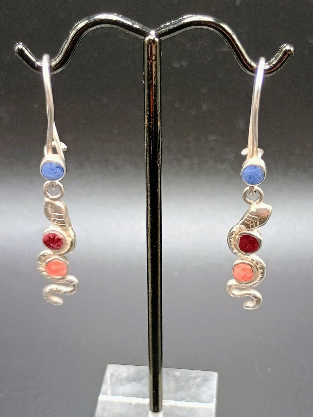 Inca Snake Earrings, Peruvian Sterling Silver 950, Handmade
