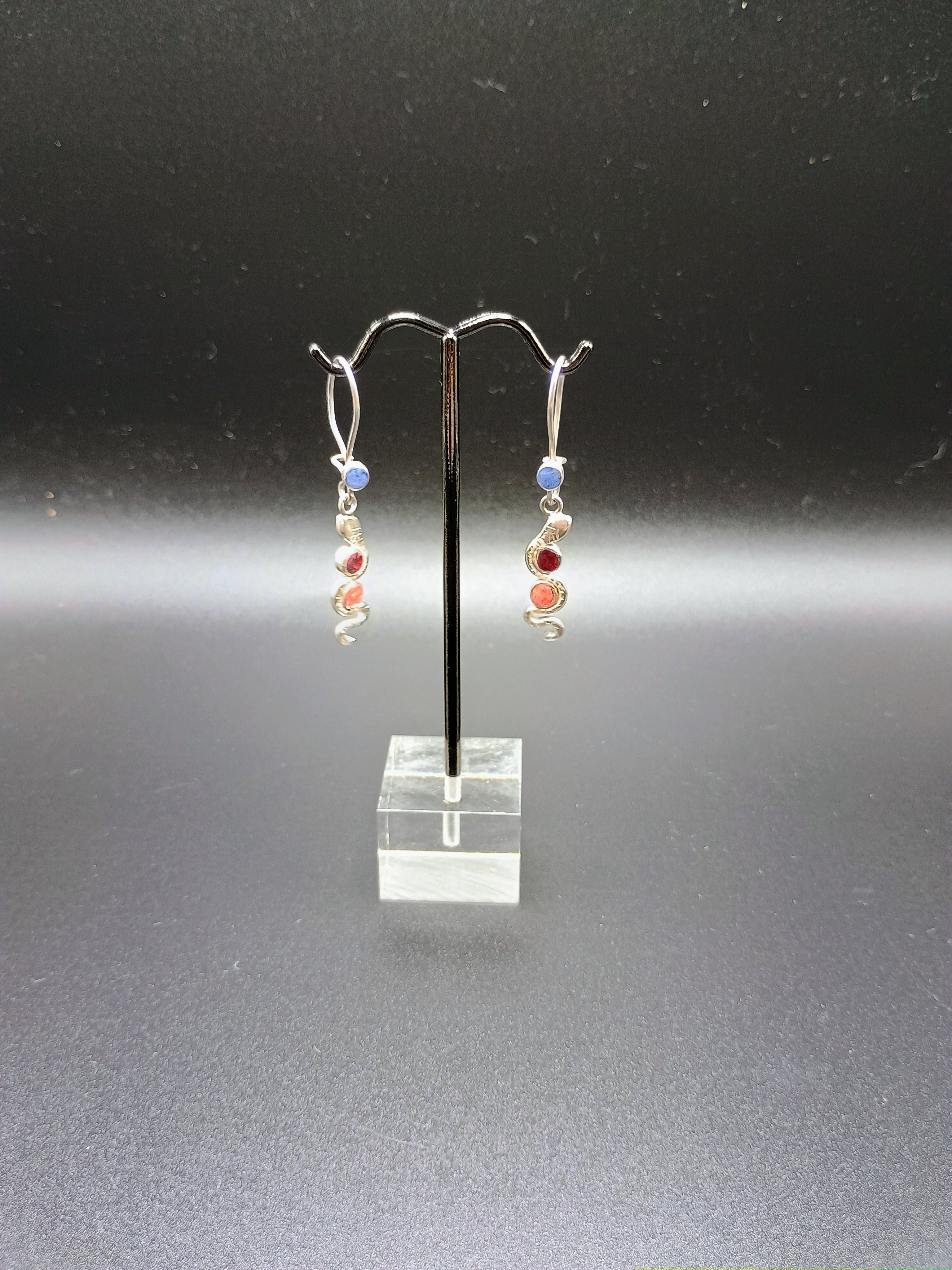 Inca Snake Earrings, Peruvian Sterling Silver 950, Handmade