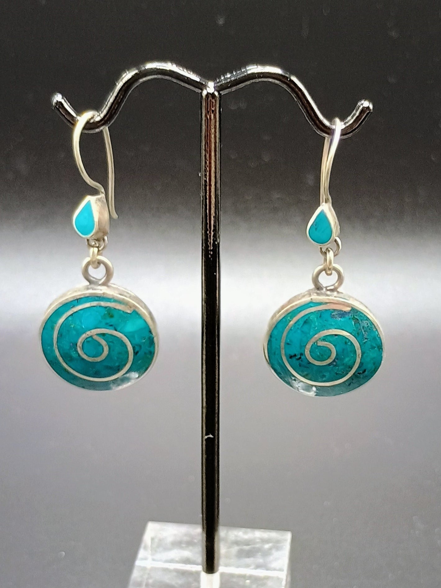 Women's Earrings Sterling Silver 950 Turquoise