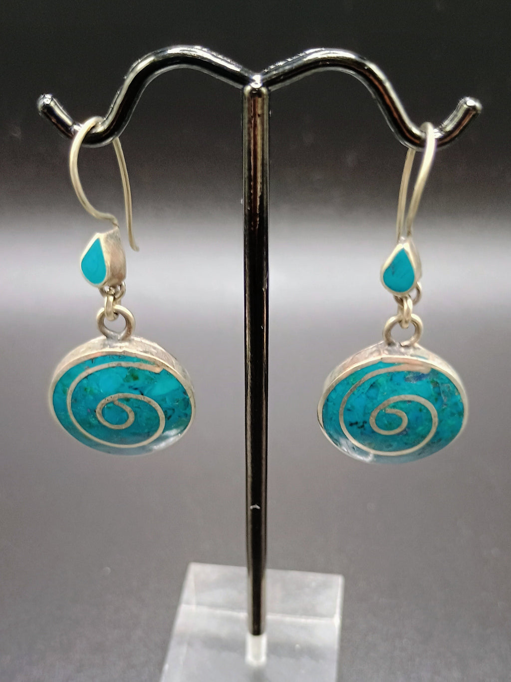 Women's Earrings Sterling Silver 950 Turquoise