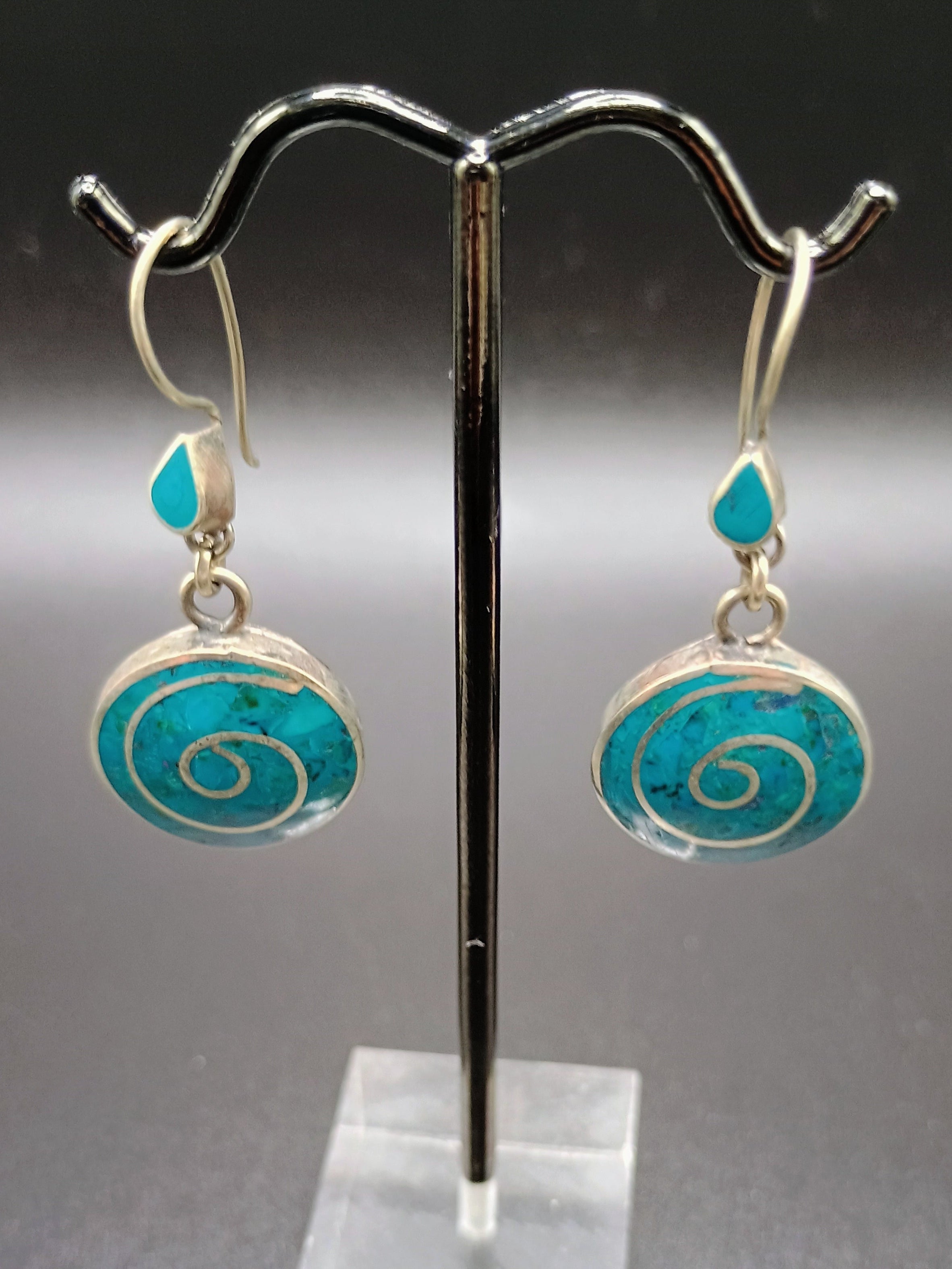 Women's Earrings Sterling Silver 950 Turquoise