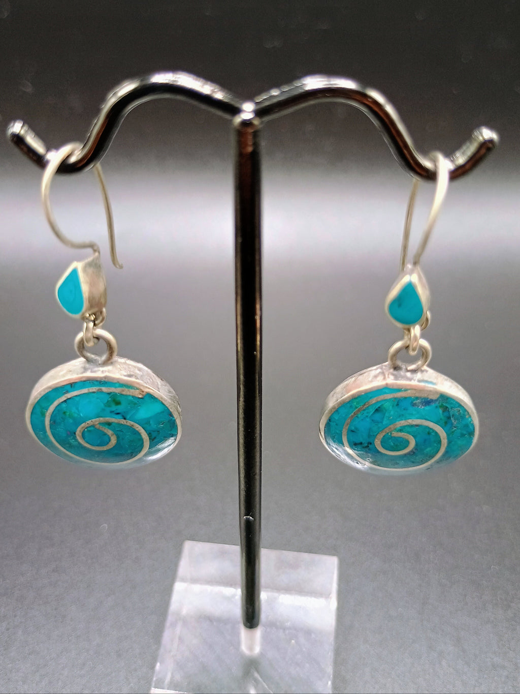 Women's Earrings Sterling Silver 950 Turquoise
