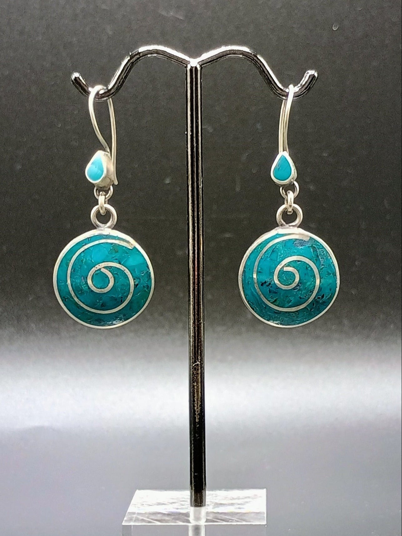 Women's Earrings Sterling Silver 950 Turquoise