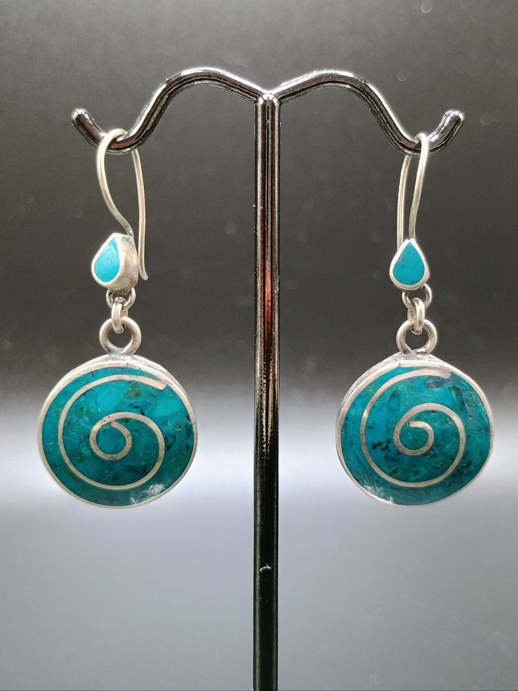 Women's Earrings Sterling Silver 950 Turquoise