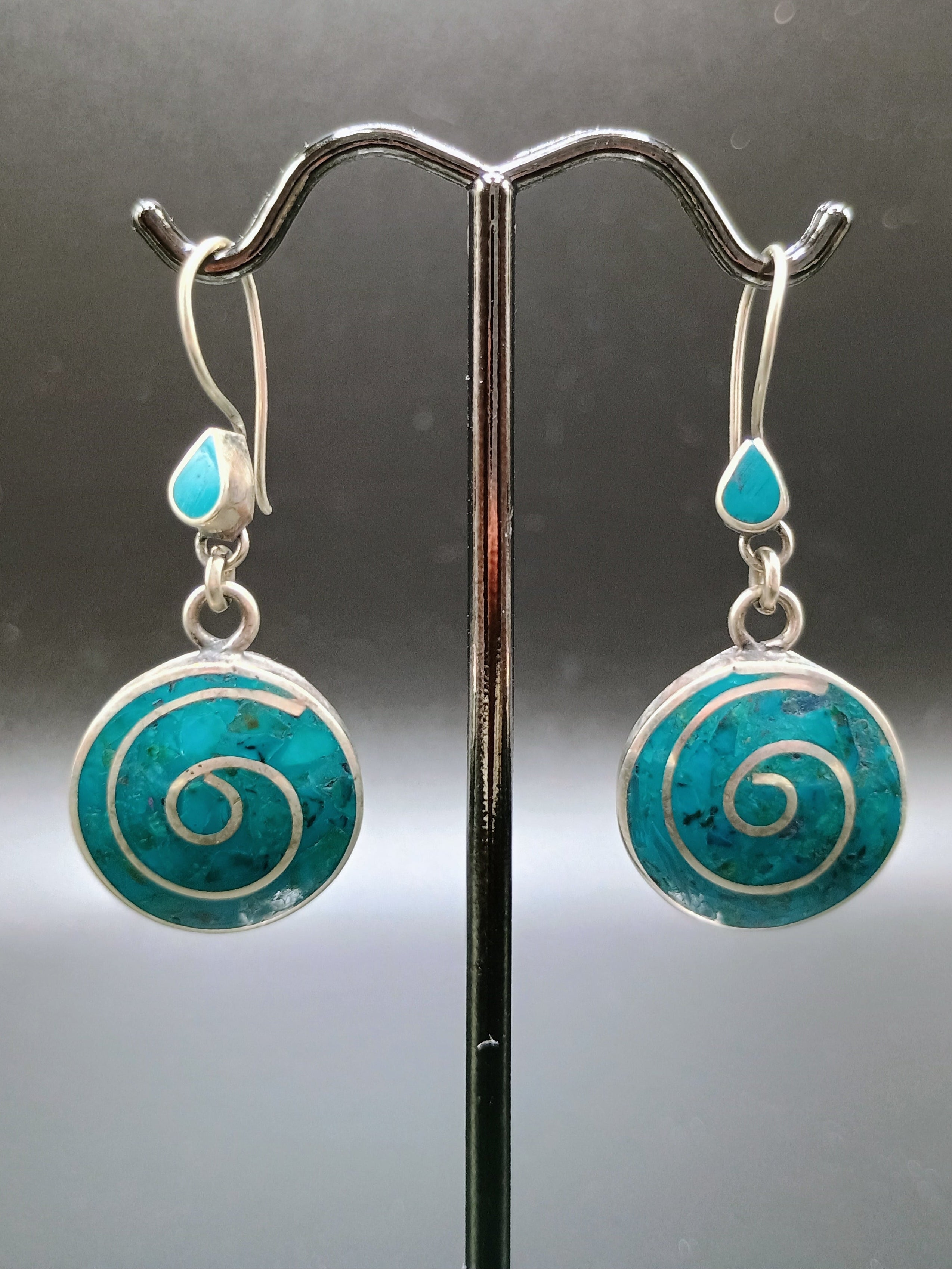 Women's Earrings Sterling Silver 950 Turquoise