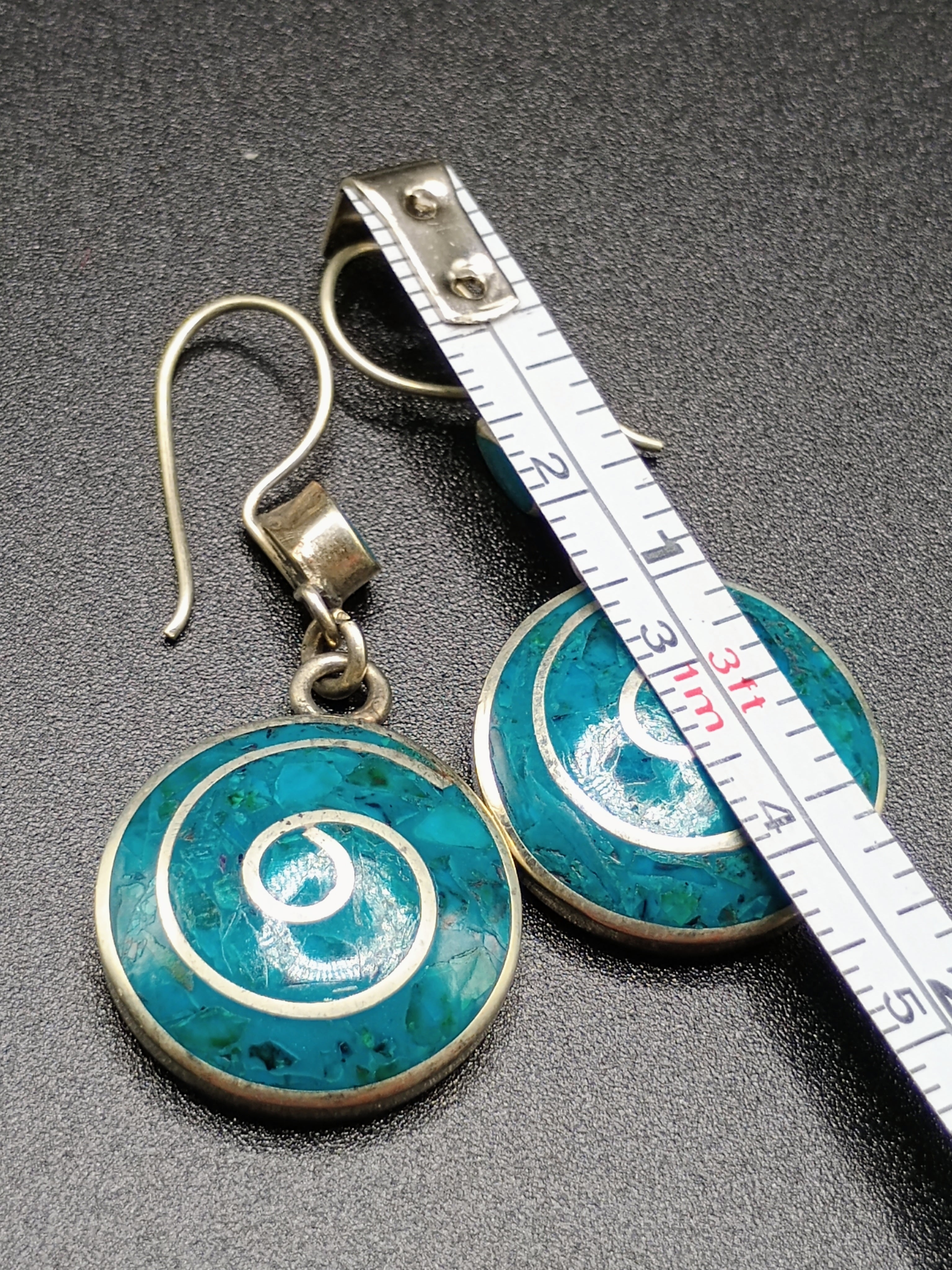 Women's Earrings Sterling Silver 950 Turquoise