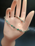 Unisex Handmade Bracelet in 950 Sterling Silver with Tumi Design and Inlaid Stone
