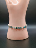 Unisex Handmade Bracelet in 950 Sterling Silver with Tumi Design and Inlaid Stone