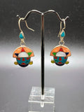 Women's Earrings in 950 Sterling Silver, Tumi Design with Inlaid Stone