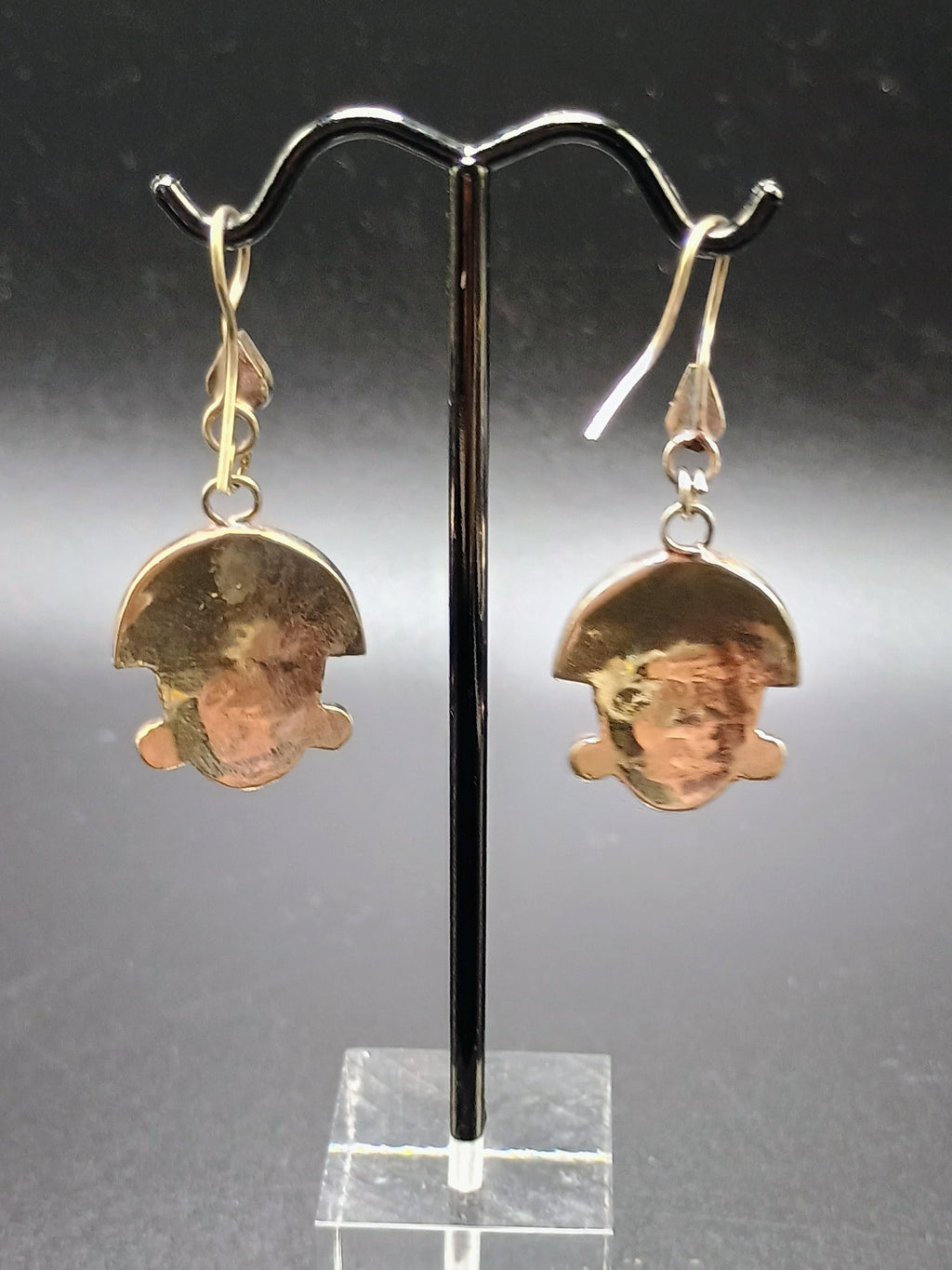 Women's Earrings in 950 Sterling Silver, Tumi Design with Inlaid Stone