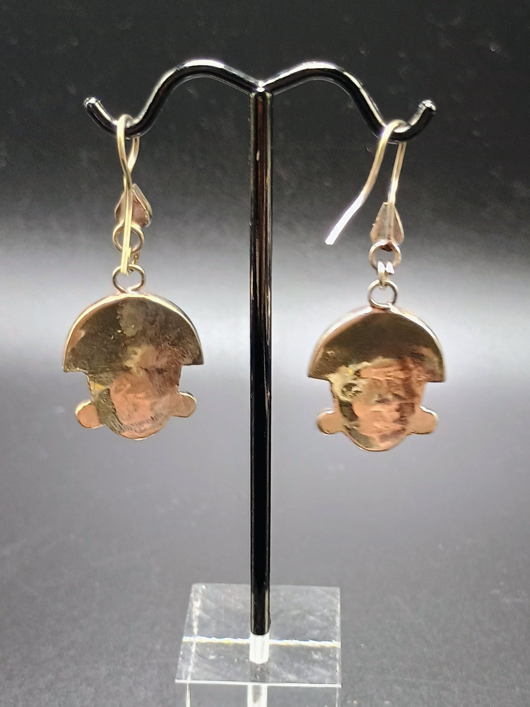 Women's Earrings in 950 Sterling Silver, Tumi Design with Inlaid Stone