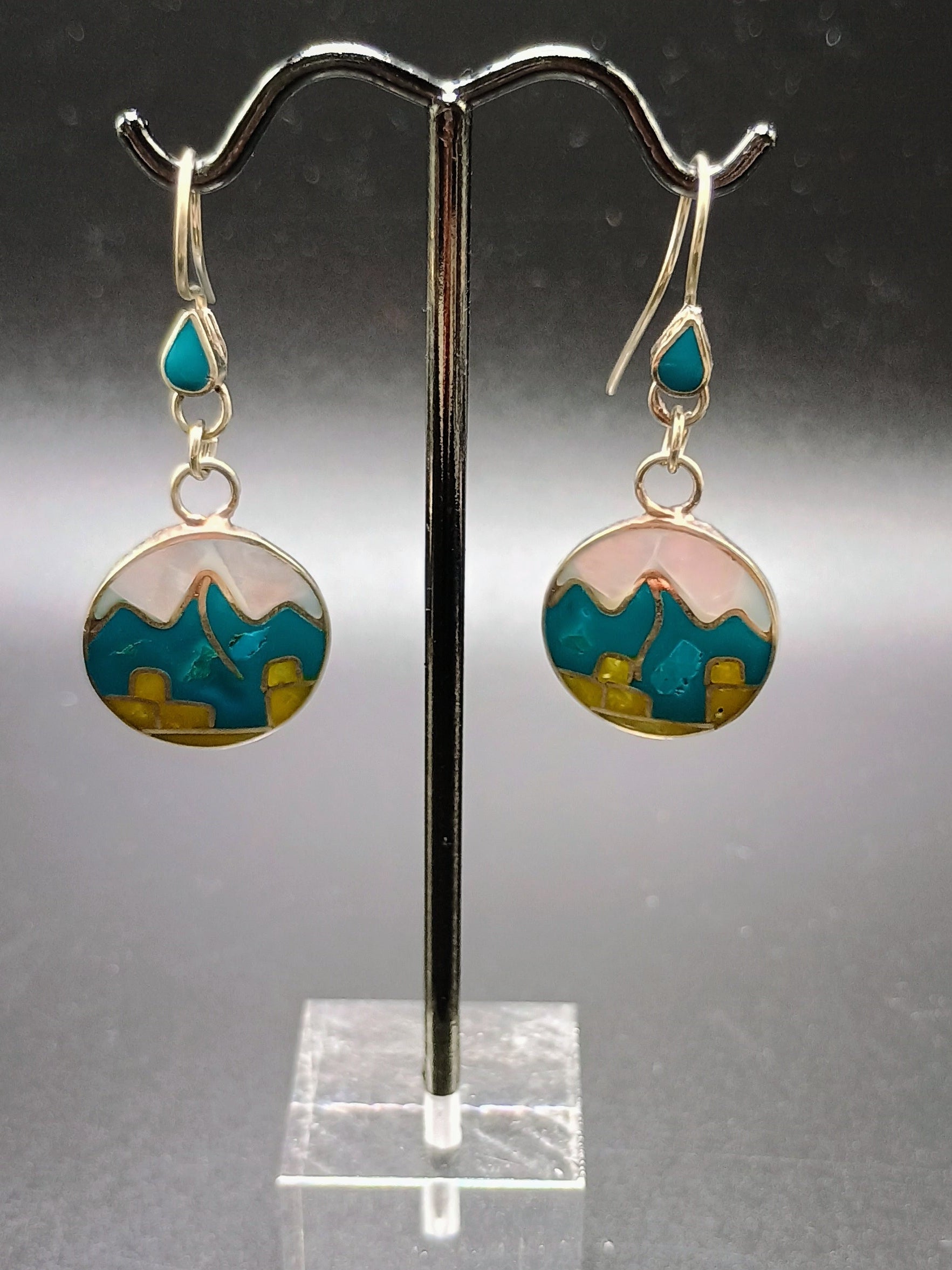 Women's Earrings in 950 Sterling Silver, Machu Picchu Design