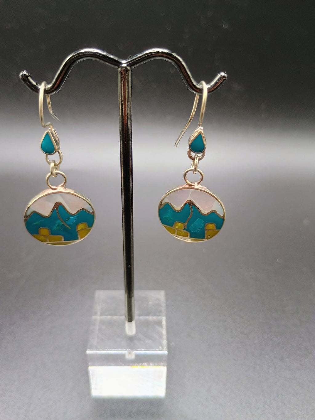 Women's Earrings in 950 Sterling Silver, Machu Picchu Design