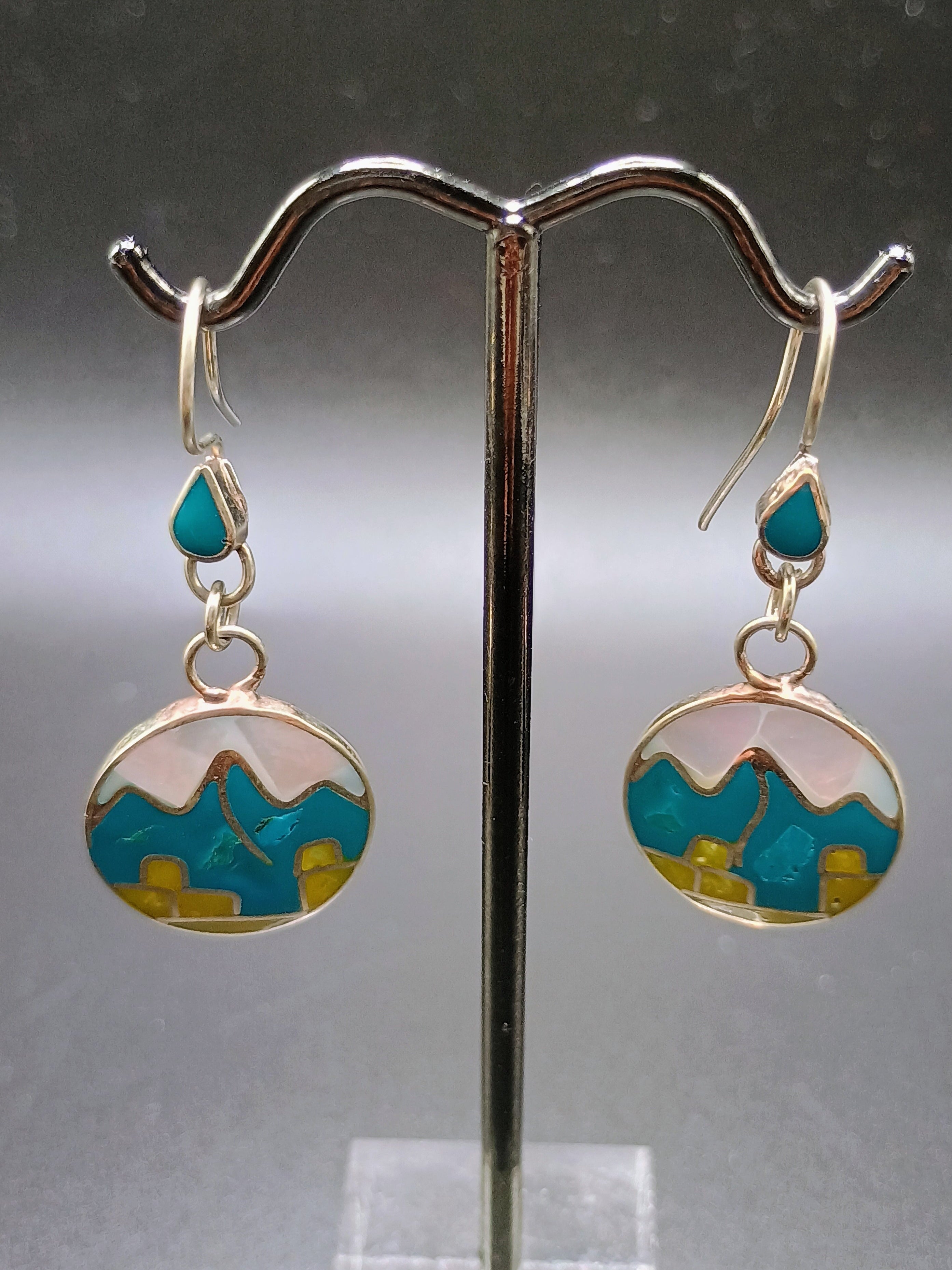 Women's Earrings in 950 Sterling Silver, Machu Picchu Design
