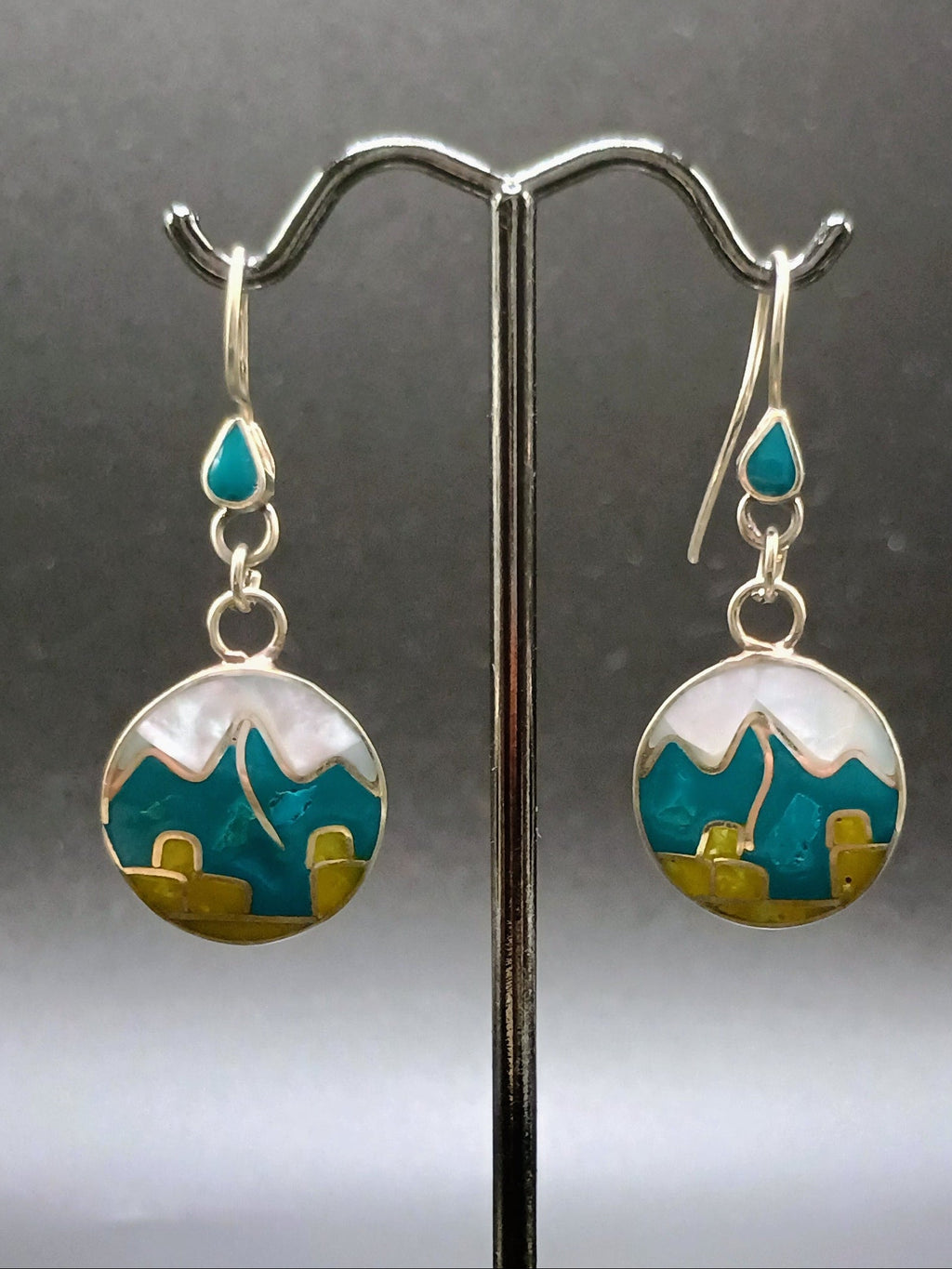 Women's Earrings in 950 Sterling Silver, Machu Picchu Design
