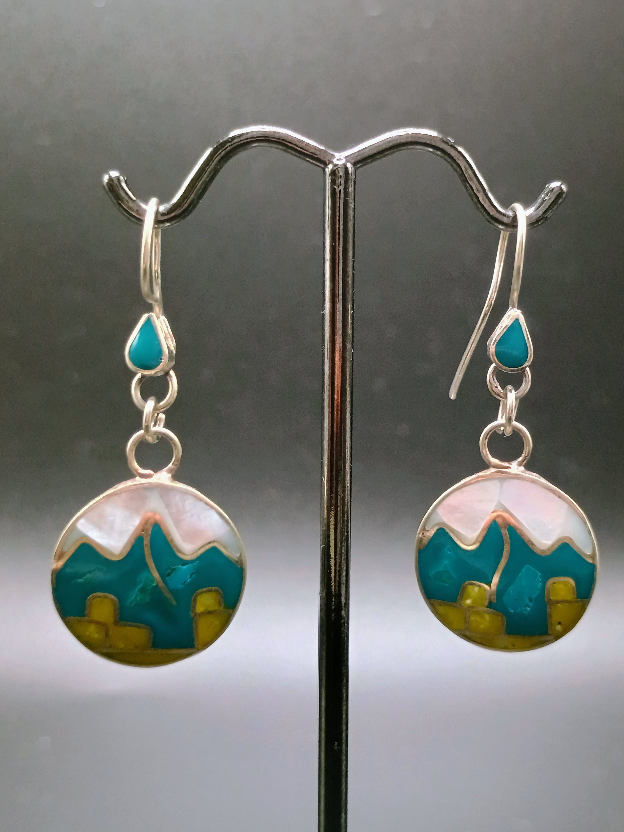 Women's Earrings in 950 Sterling Silver, Machu Picchu Design