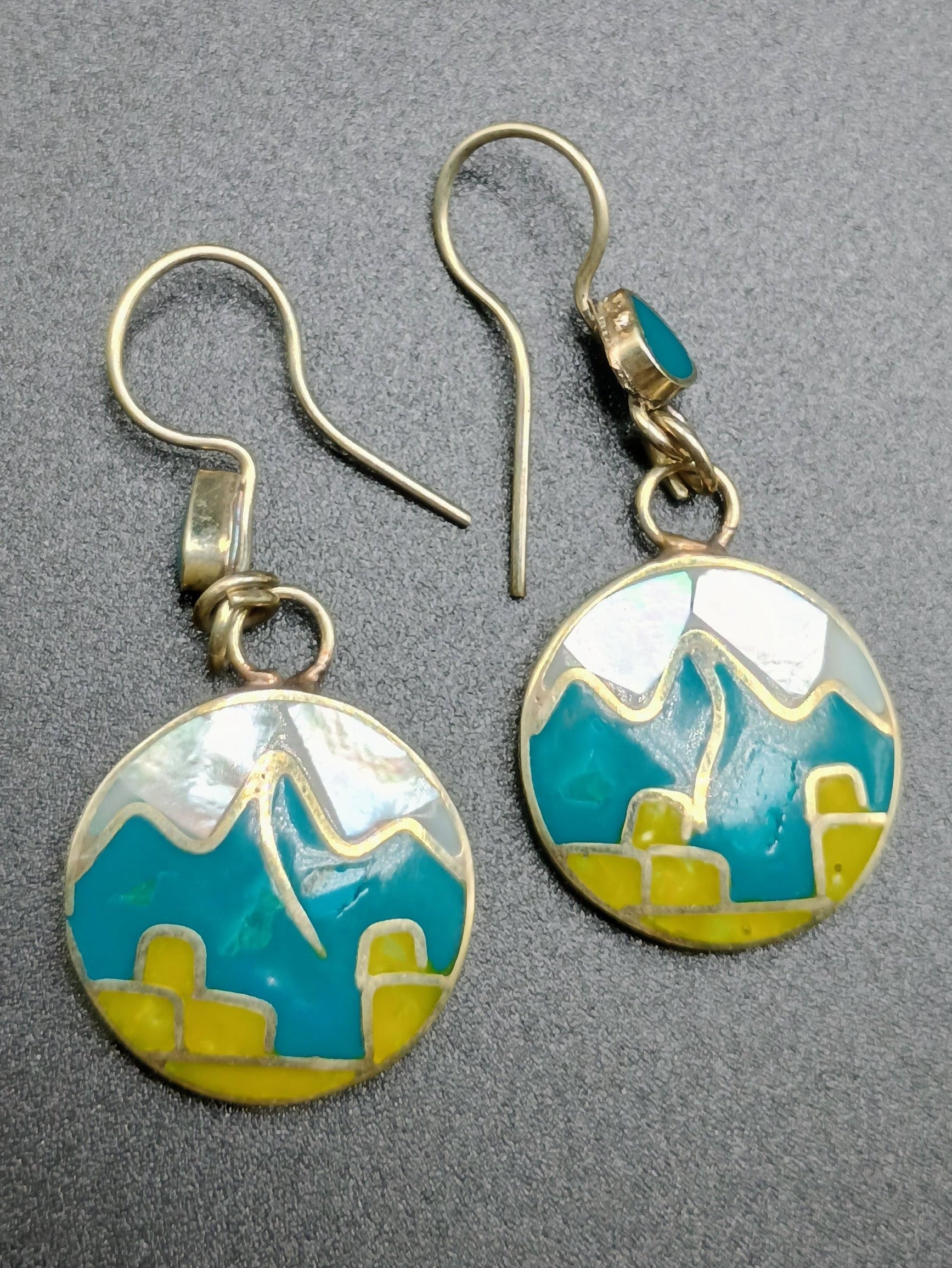 Women's Earrings in 950 Sterling Silver, Machu Picchu Design