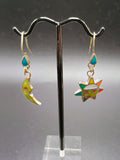 Women's Earrings Sterling Silver 950 Sun Moon Inca Wedding